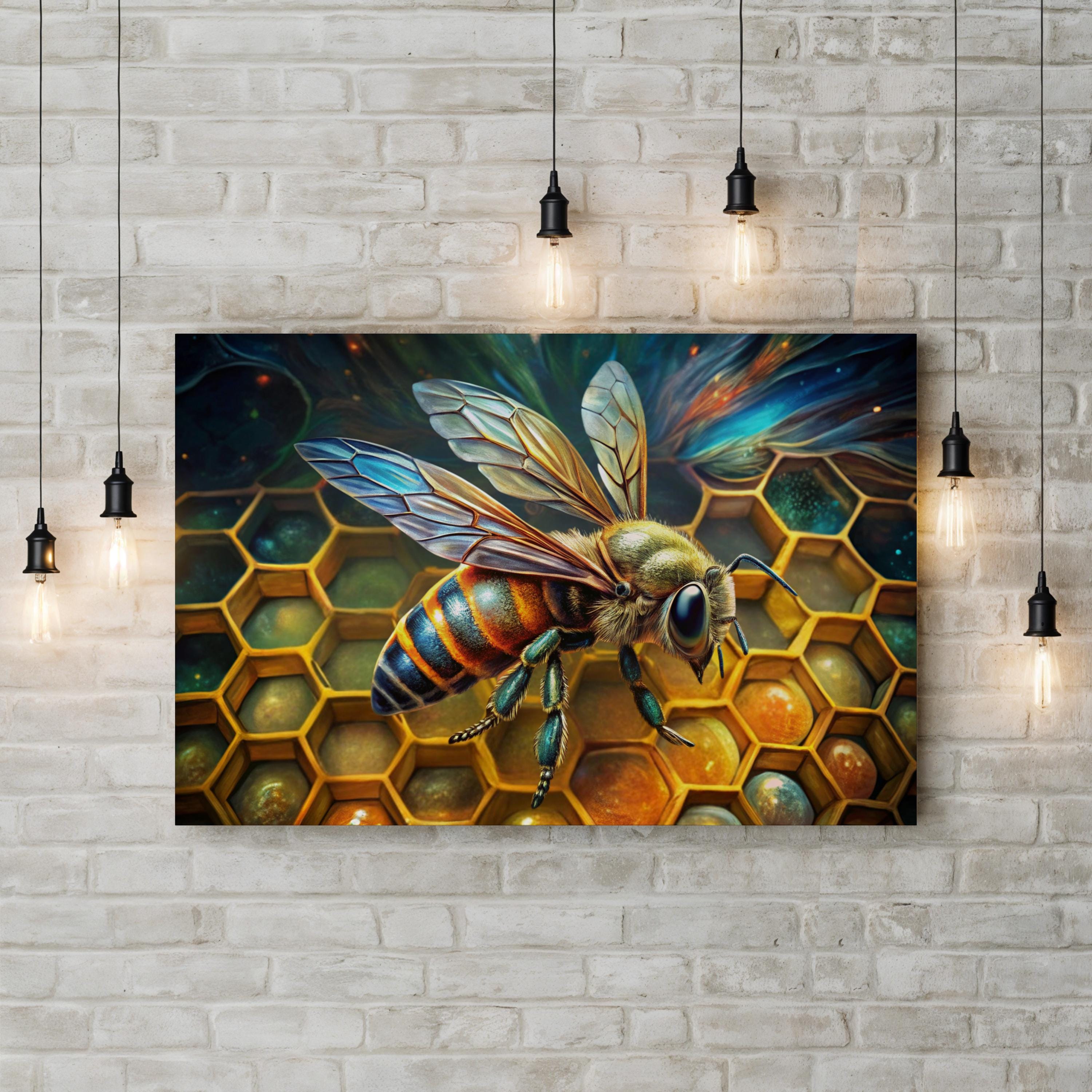 Graffiti Honeycomb Bee Canvas – Modern Street Art Wall Art