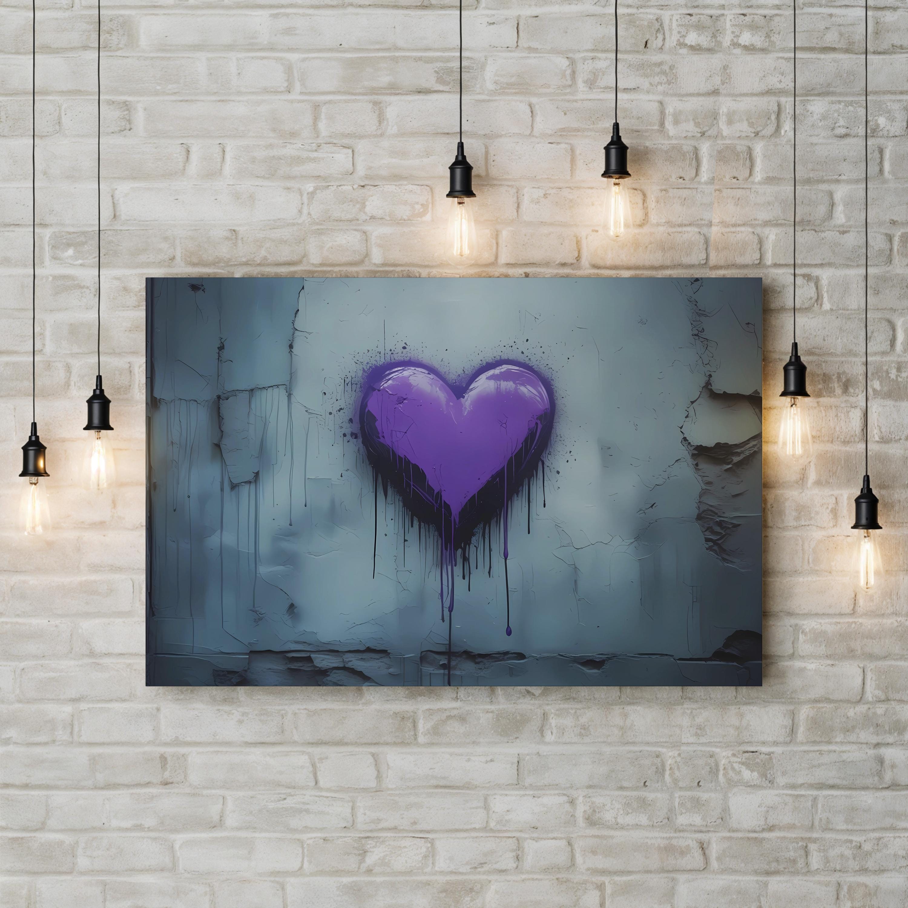 Purple Graffiti Heart – Period Illustration Wall Art | Urban Street Canvas Print