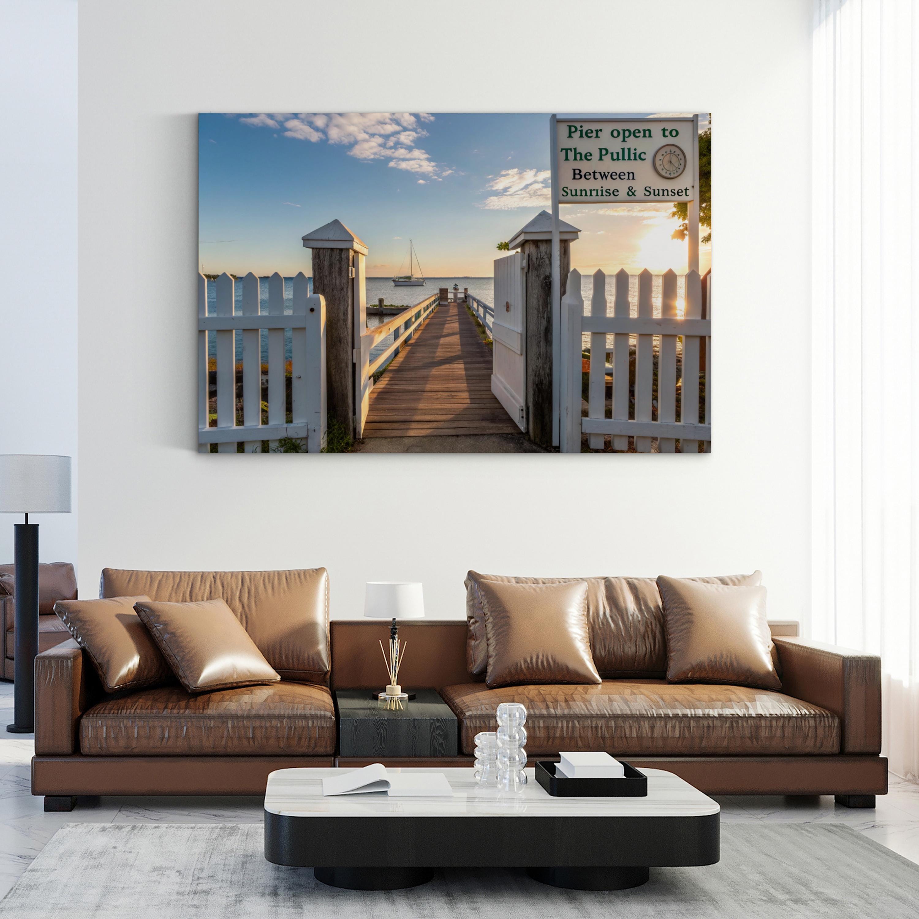 Coastal Sunrise Pier – Vintage Photography Wall Art | Beach House Canvas Print