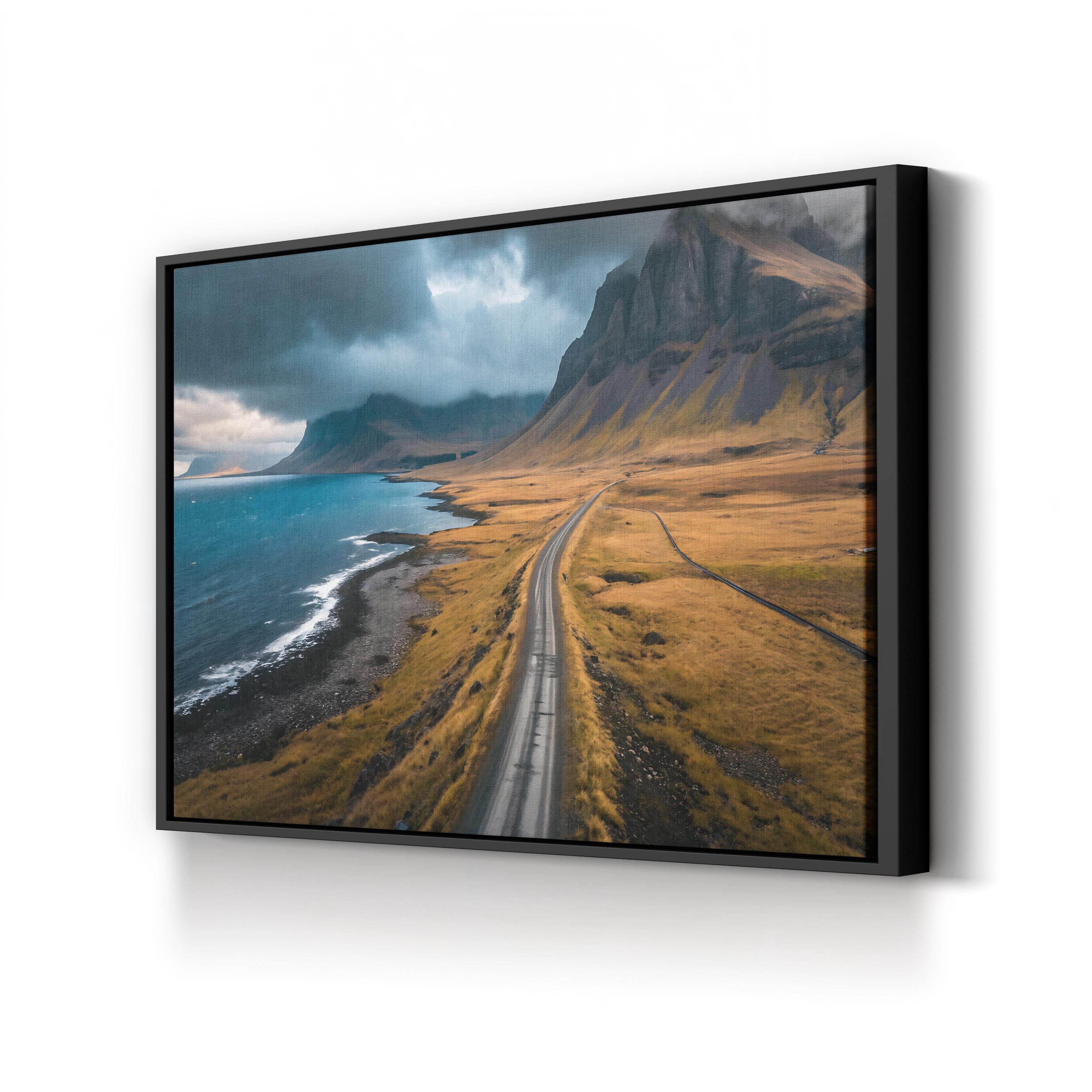 Iceland Coastal Road — Höfn, Southeast Iceland Mountain & North Atlantic Canvas Wall Art