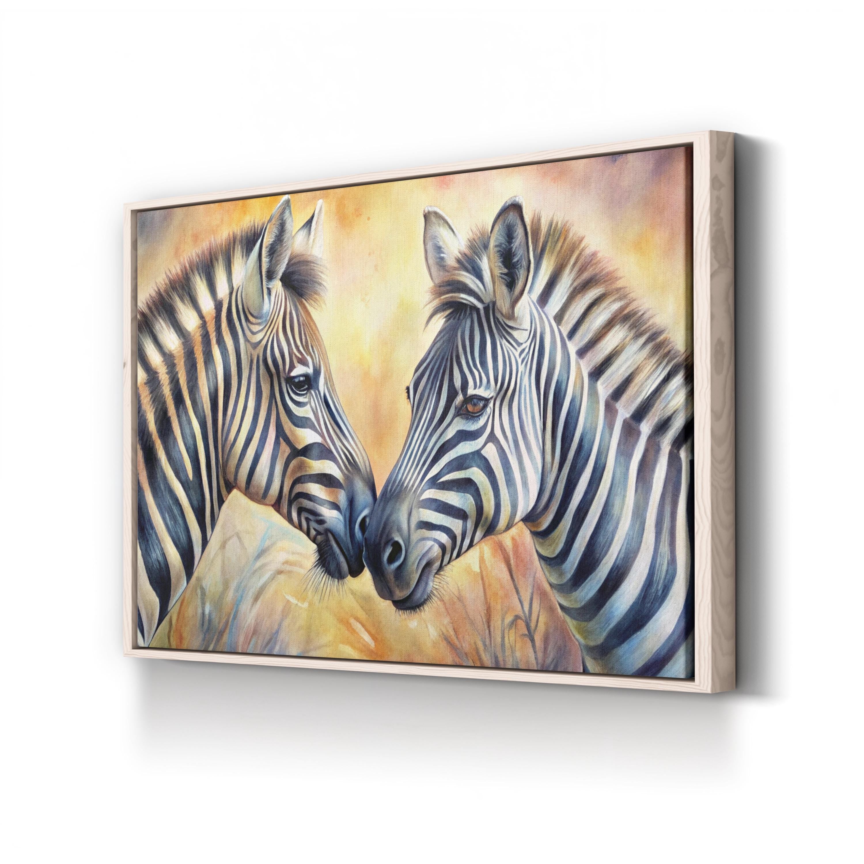 Zebra Couple Canvas – African Wildlife Painting Wall Art