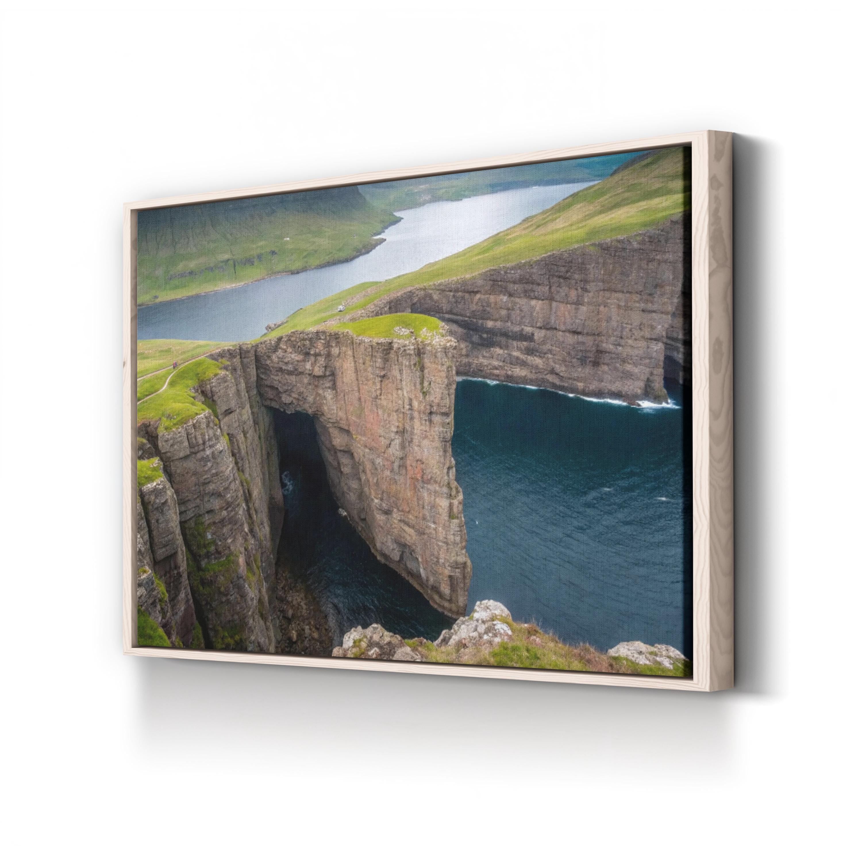 Coastal Ocean Cliffside – Vintage Photography Wall Art | Hypnotic Waterscape Canvas Print