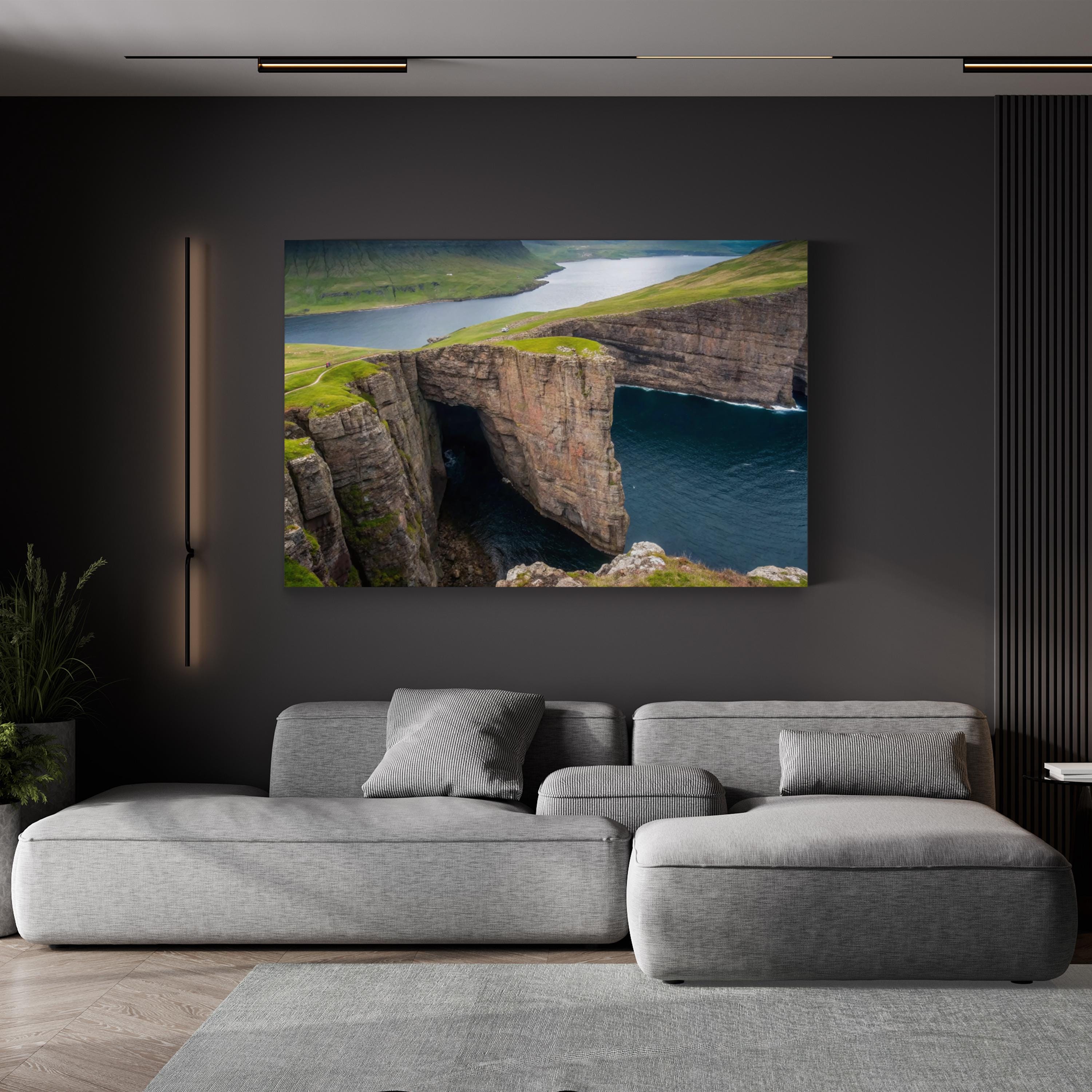 Coastal Ocean Cliffside – Vintage Photography Wall Art | Hypnotic Waterscape Canvas Print