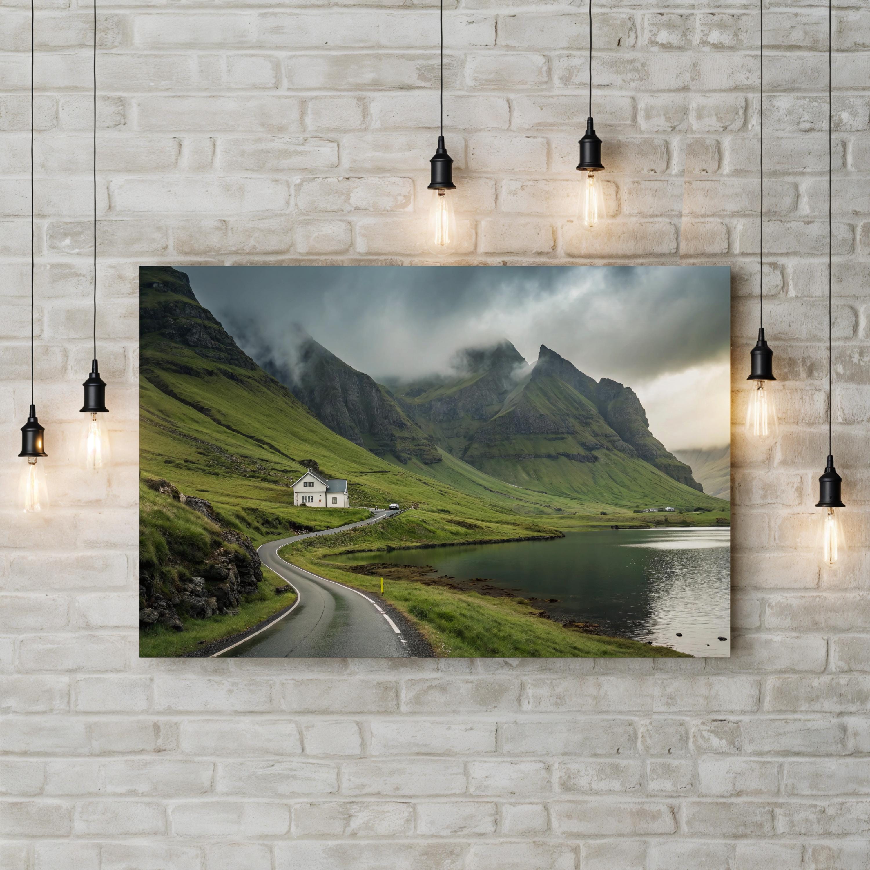 Icelandic Mountain Landscape Canvas Print: Coastal Nature Wall Art