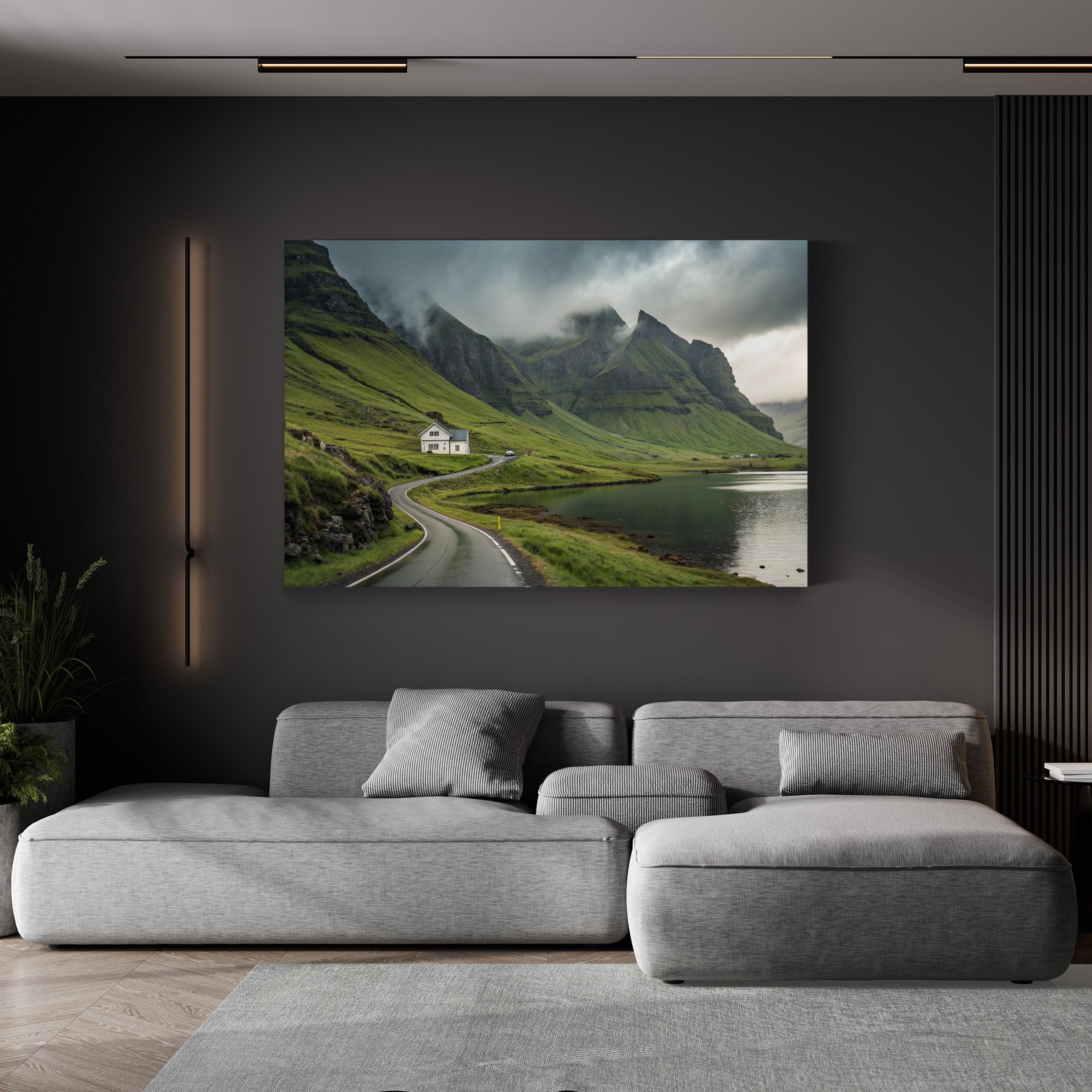 Icelandic Mountain Landscape Canvas Print: Coastal Nature Wall Art