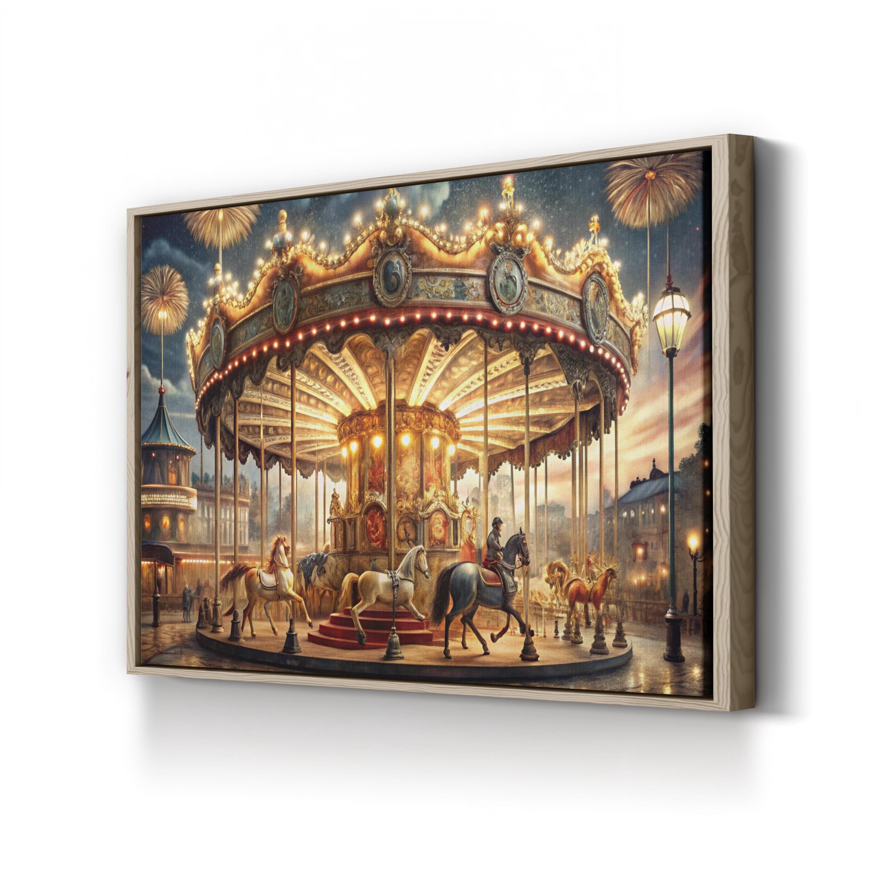 Impressionist Carousel – Period Illustration Wall Art | Fantasy Fairground Canvas Print