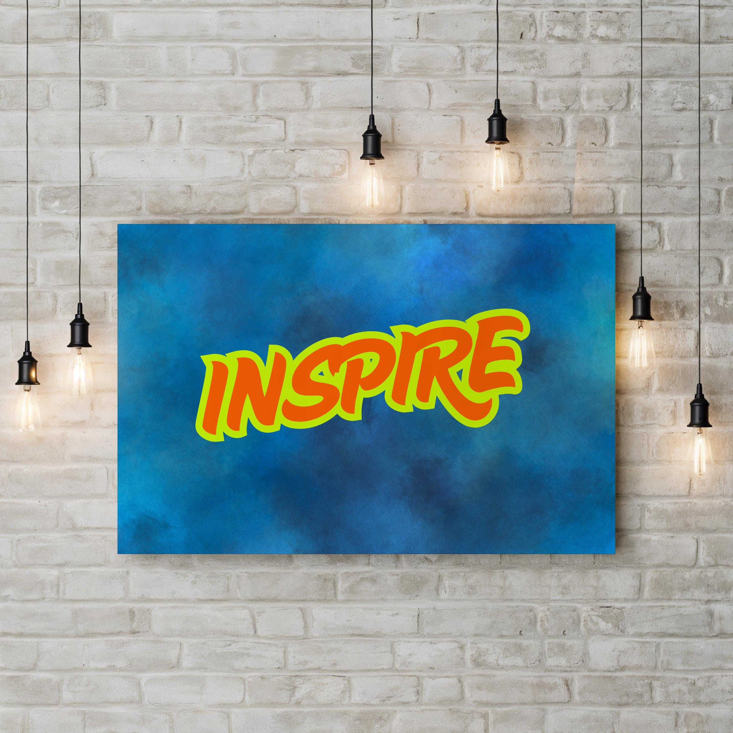 INSPIRE – Calligraphy Motivational Typography Canvas Art Print