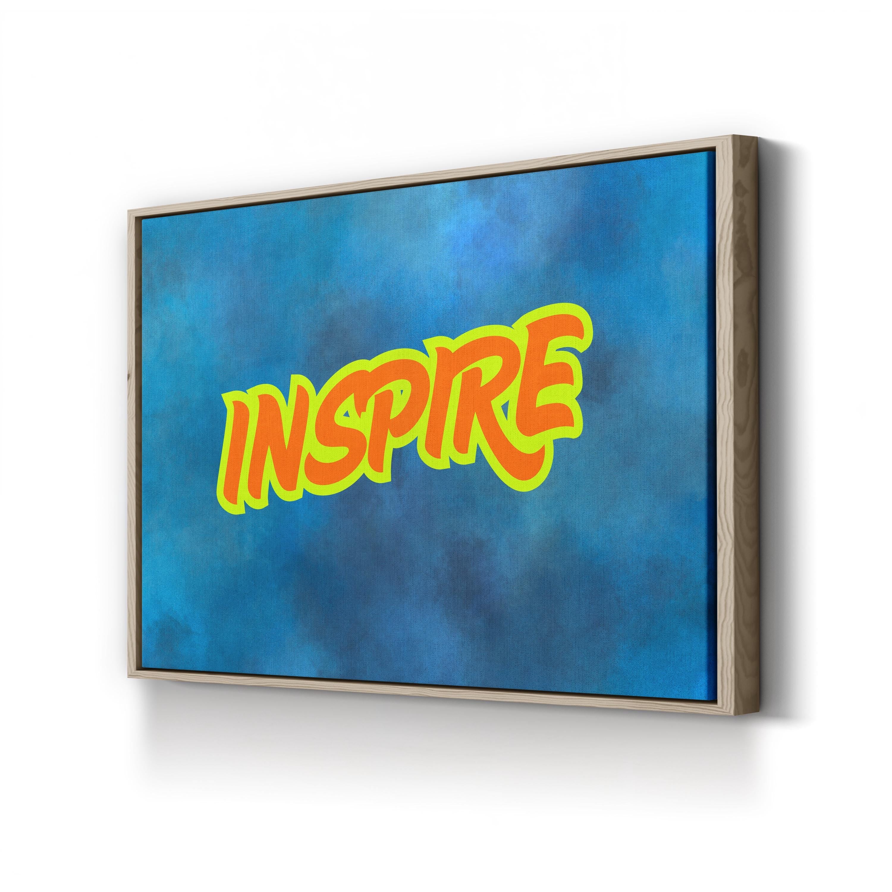 INSPIRE – Calligraphy Motivational Typography Canvas Art Print
