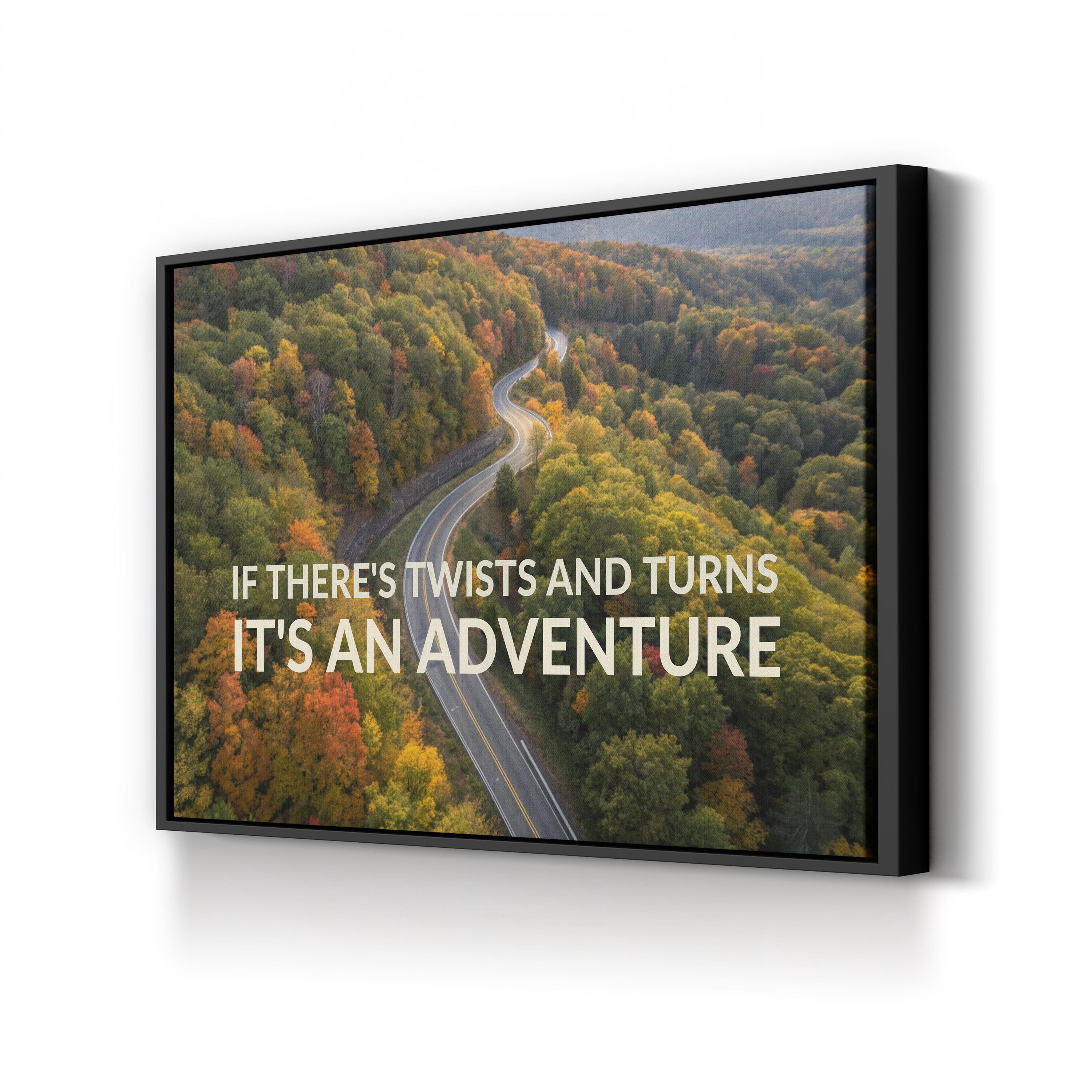 Inspirational Adventure Wall Art Scenic Road Print: Autumn Forest Journey Canvas Art