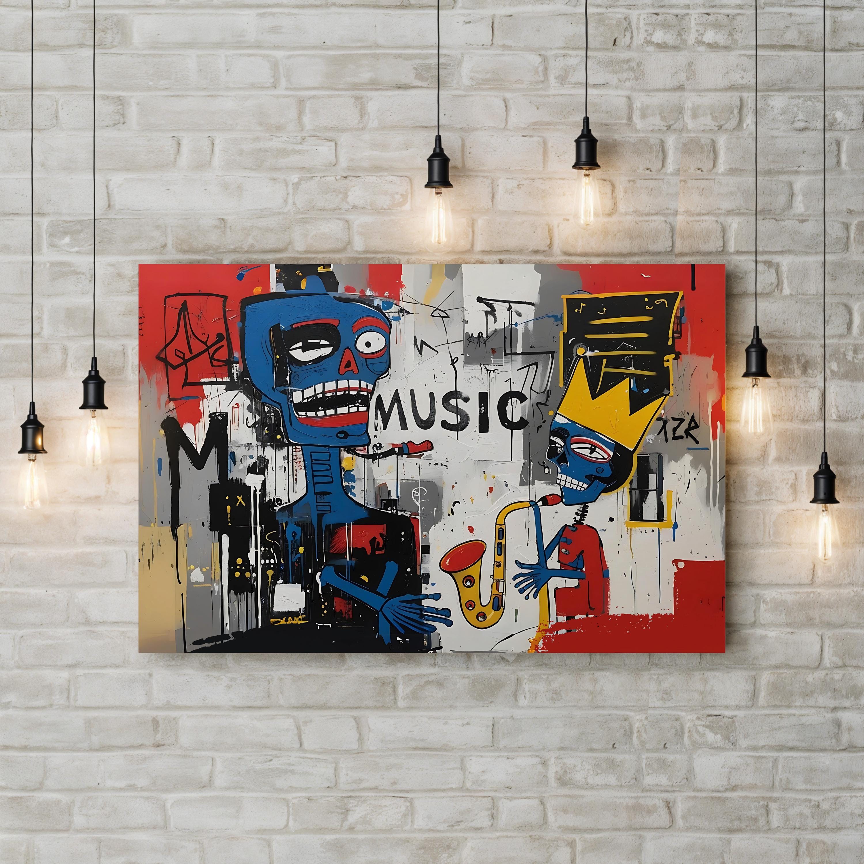 Basquiat Style Jazz Club – Period Illustration Wall Art | Abstract Urban Canvas Print