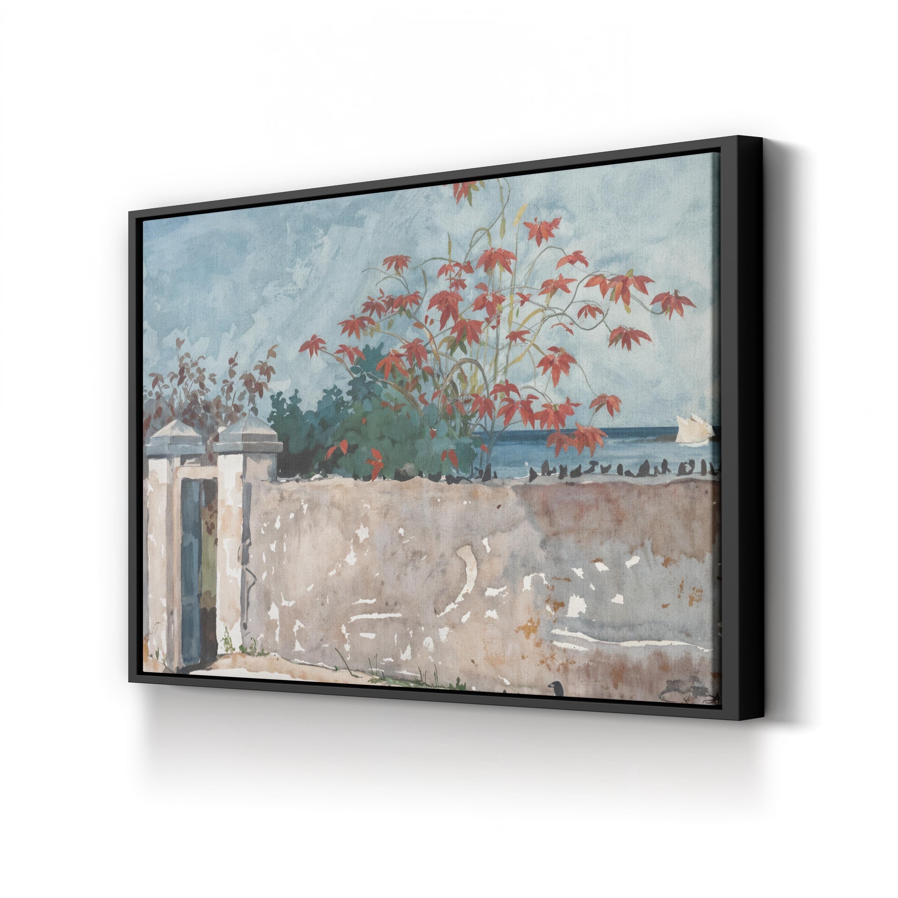 A Wall, Nassau by Winslow Homer canvas print in Black framed canvas
