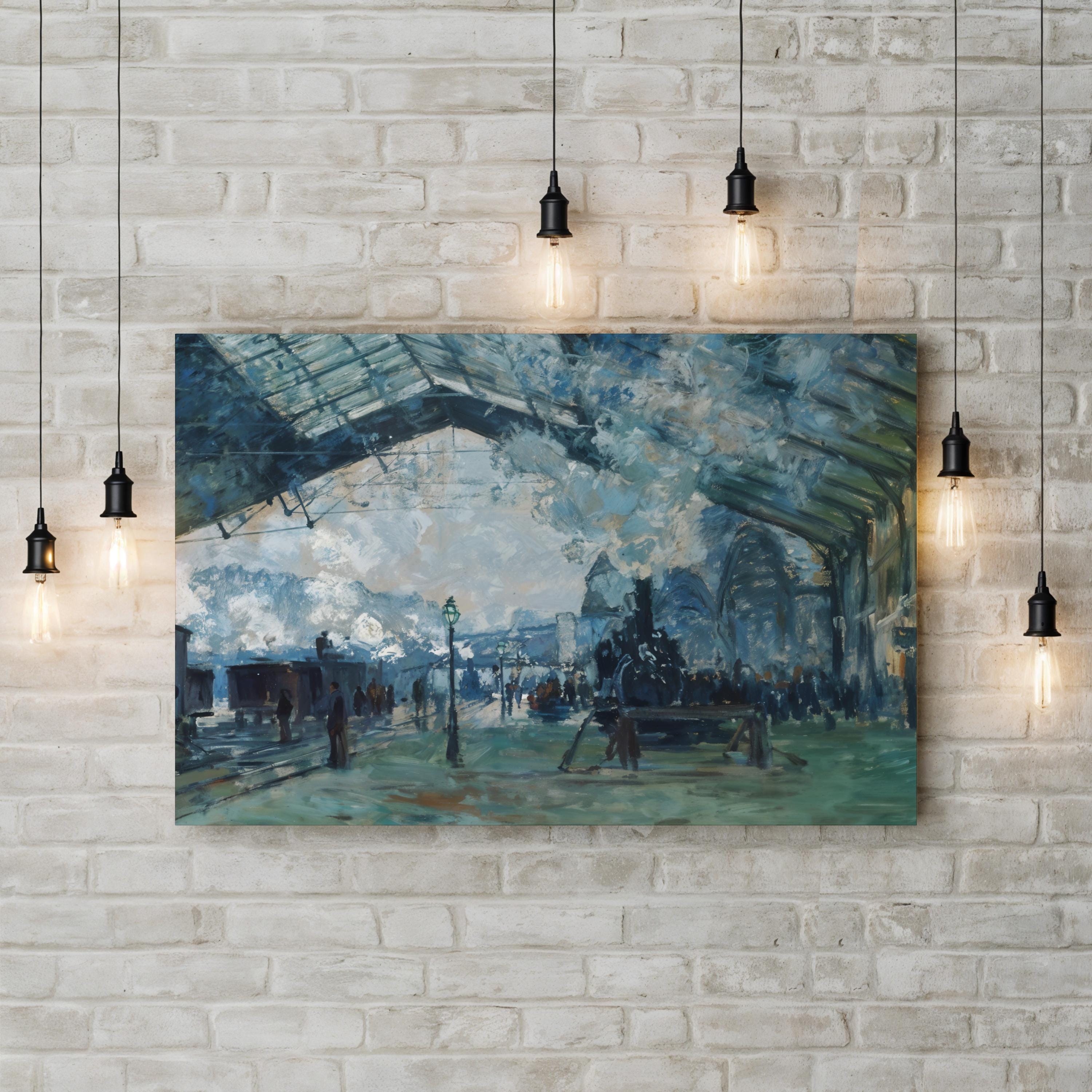 Arrival of the Normandy Train, Gare Saint-Lazare Canvas Print – Claude Monet 1877 Impressionist Wall Art