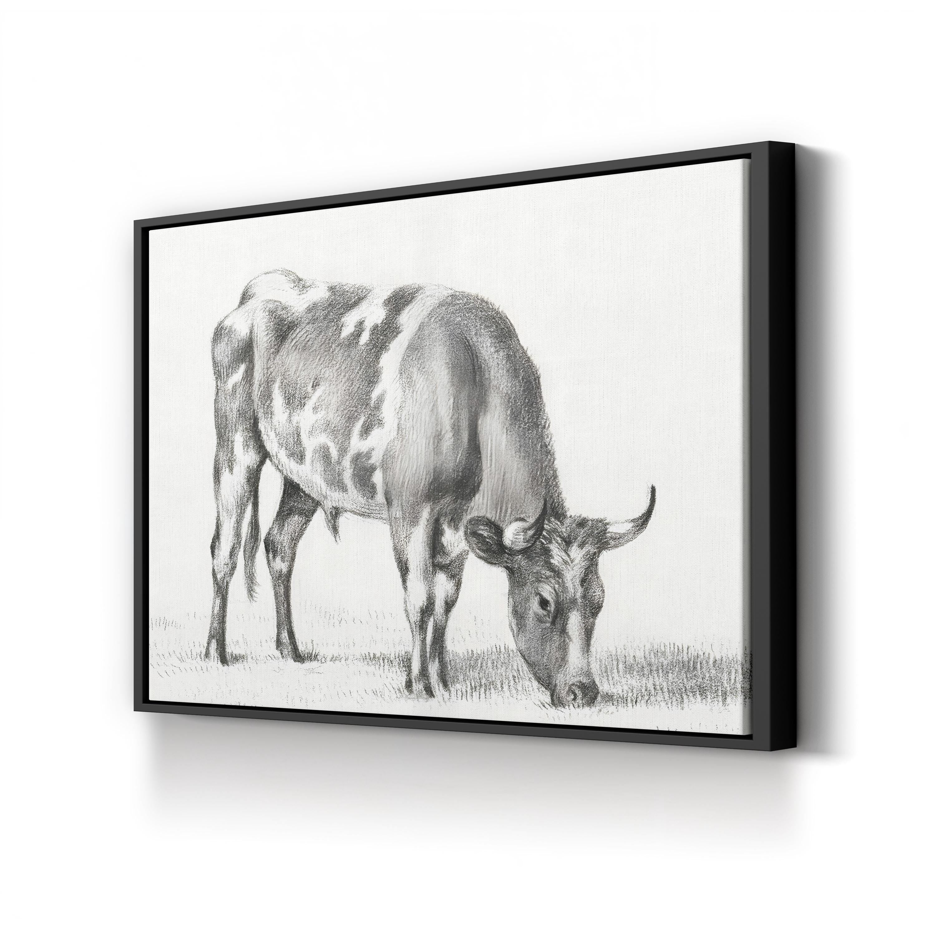 Bernard’s Bull Renderings Black and White Rustic Drawing I Wall Art by Jean Bernard