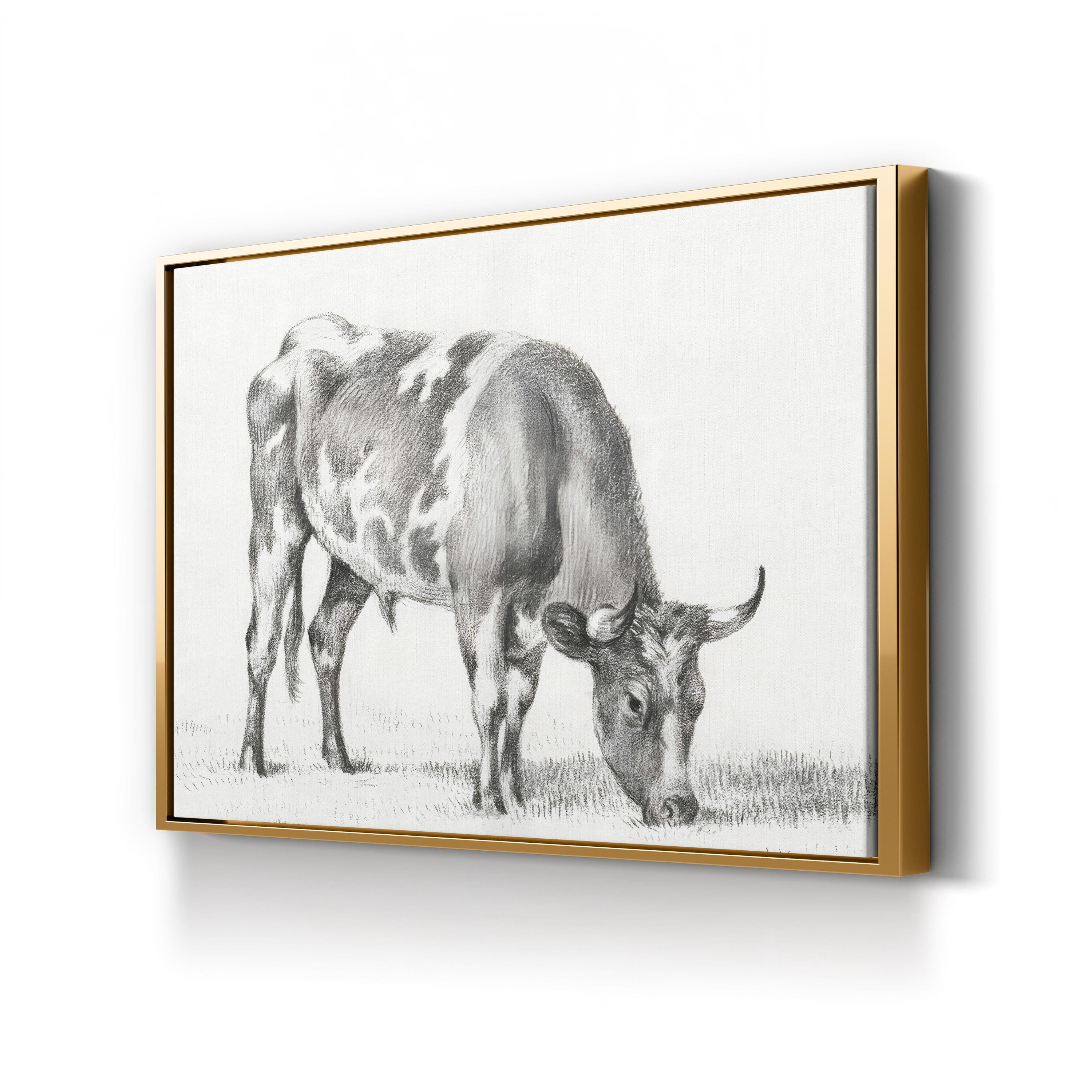 Bernard’s Bull Renderings Black and White Rustic Drawing I Wall Art by Jean Bernard