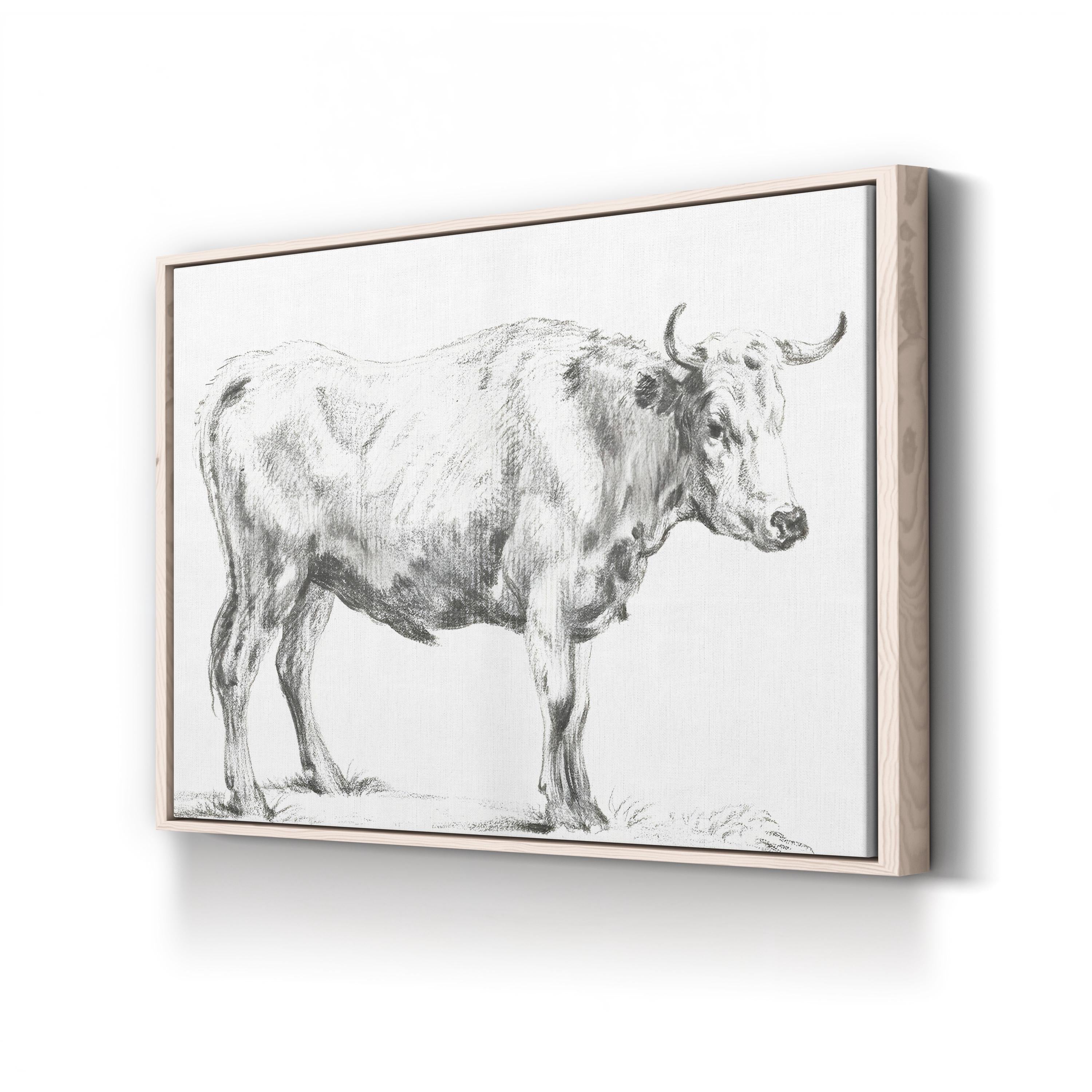 Bernard’s Bull Renderings Black and White Rustic II Wall Art by Jean Bernard