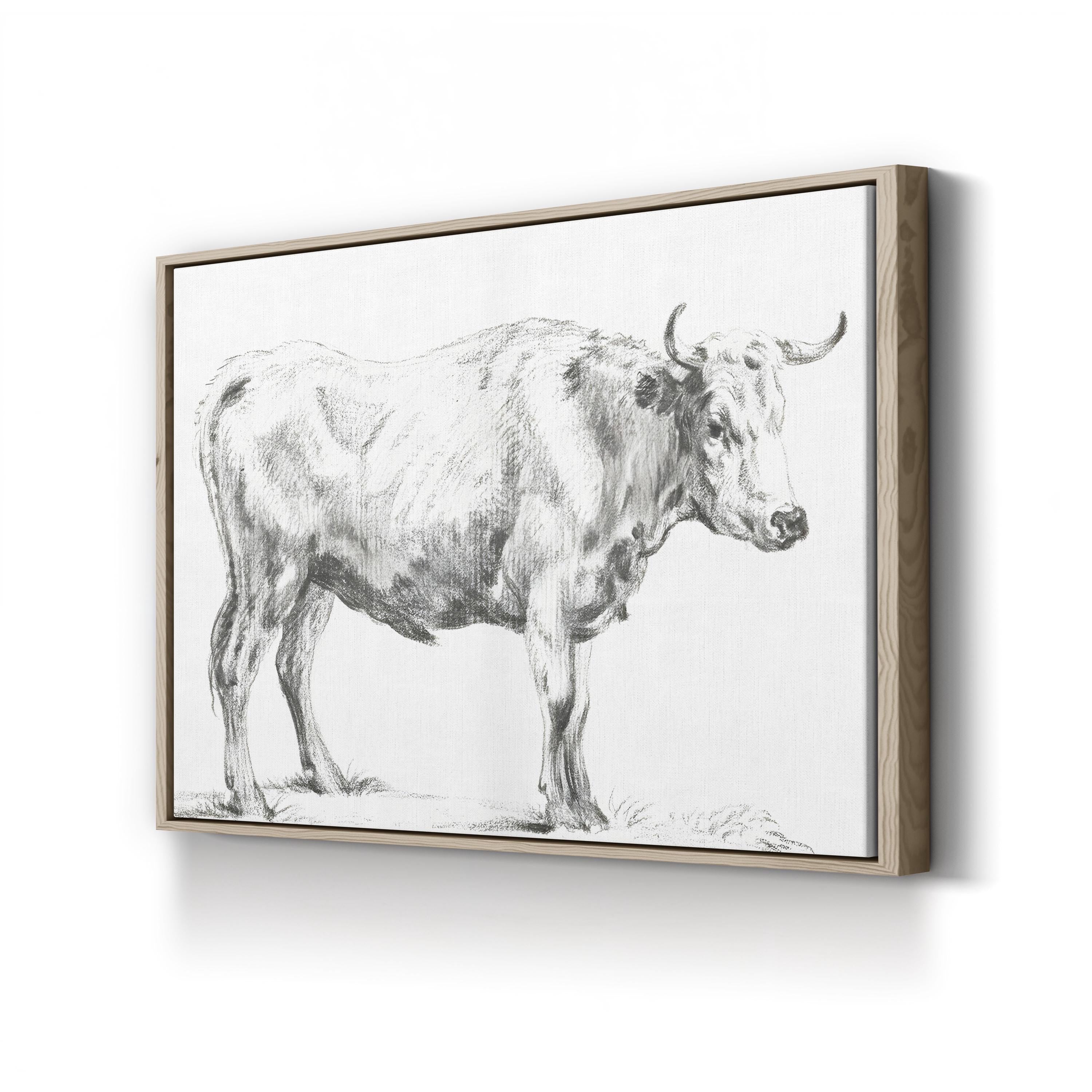 Bernard’s Bull Renderings Black and White Rustic II Wall Art by Jean Bernard