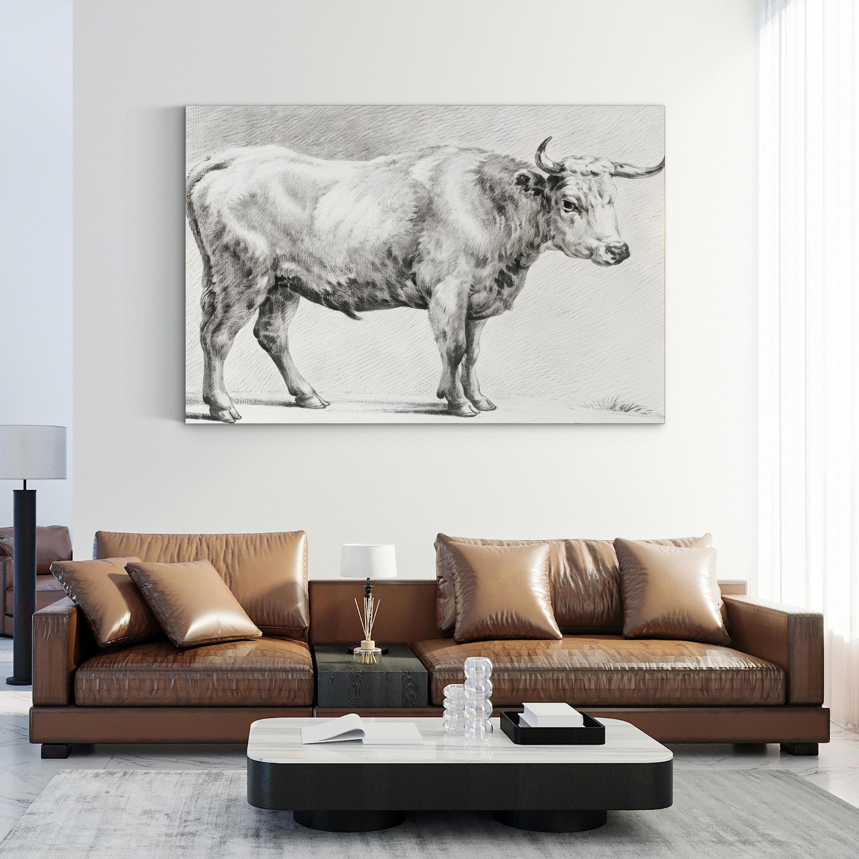 Bernard’s Bull Renderings Black and White Rustic IV Wall Art by Jean Bernard