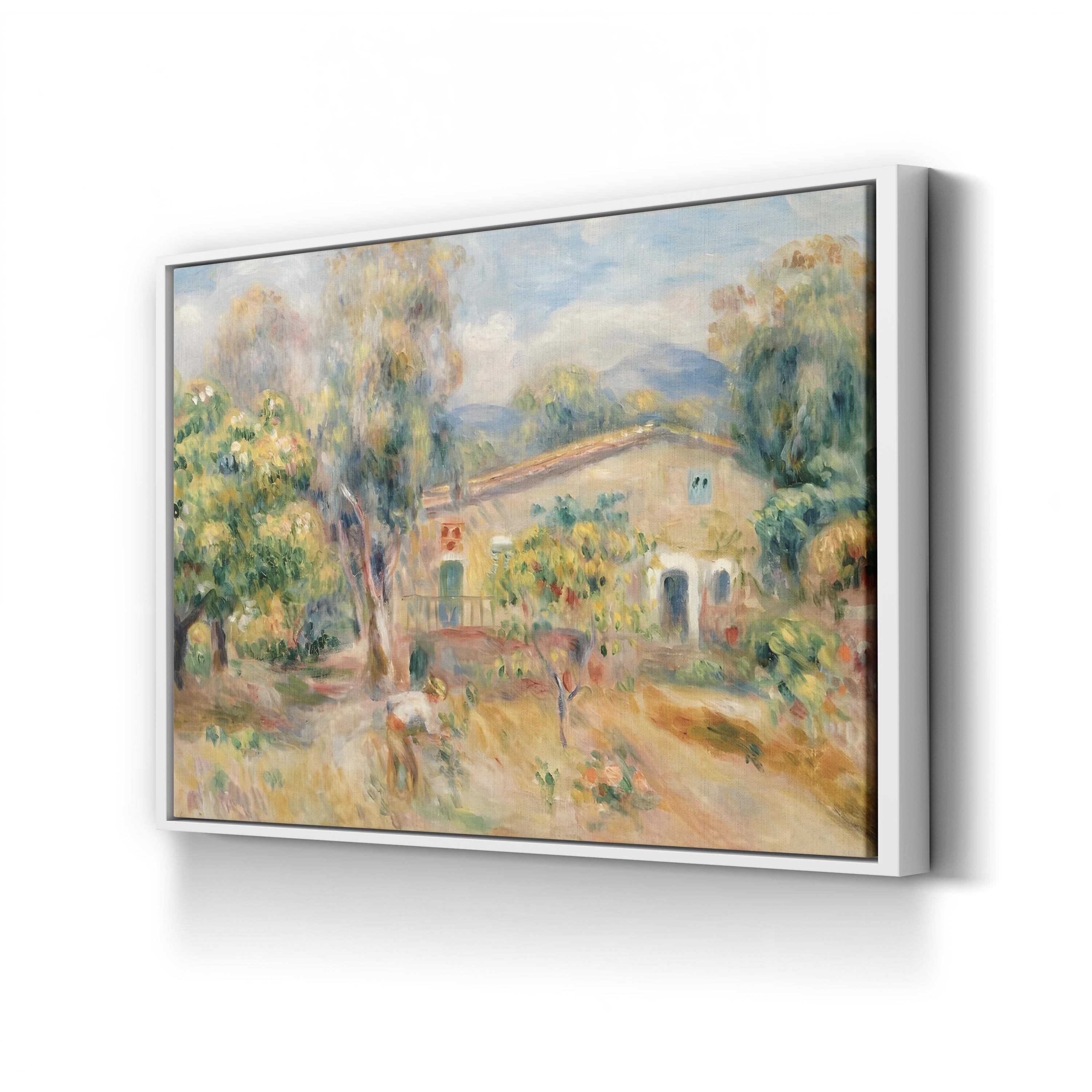 The Farm at Les Collettes, Cagnes by Pierre-Auguste Renoir canvas print in a white frame