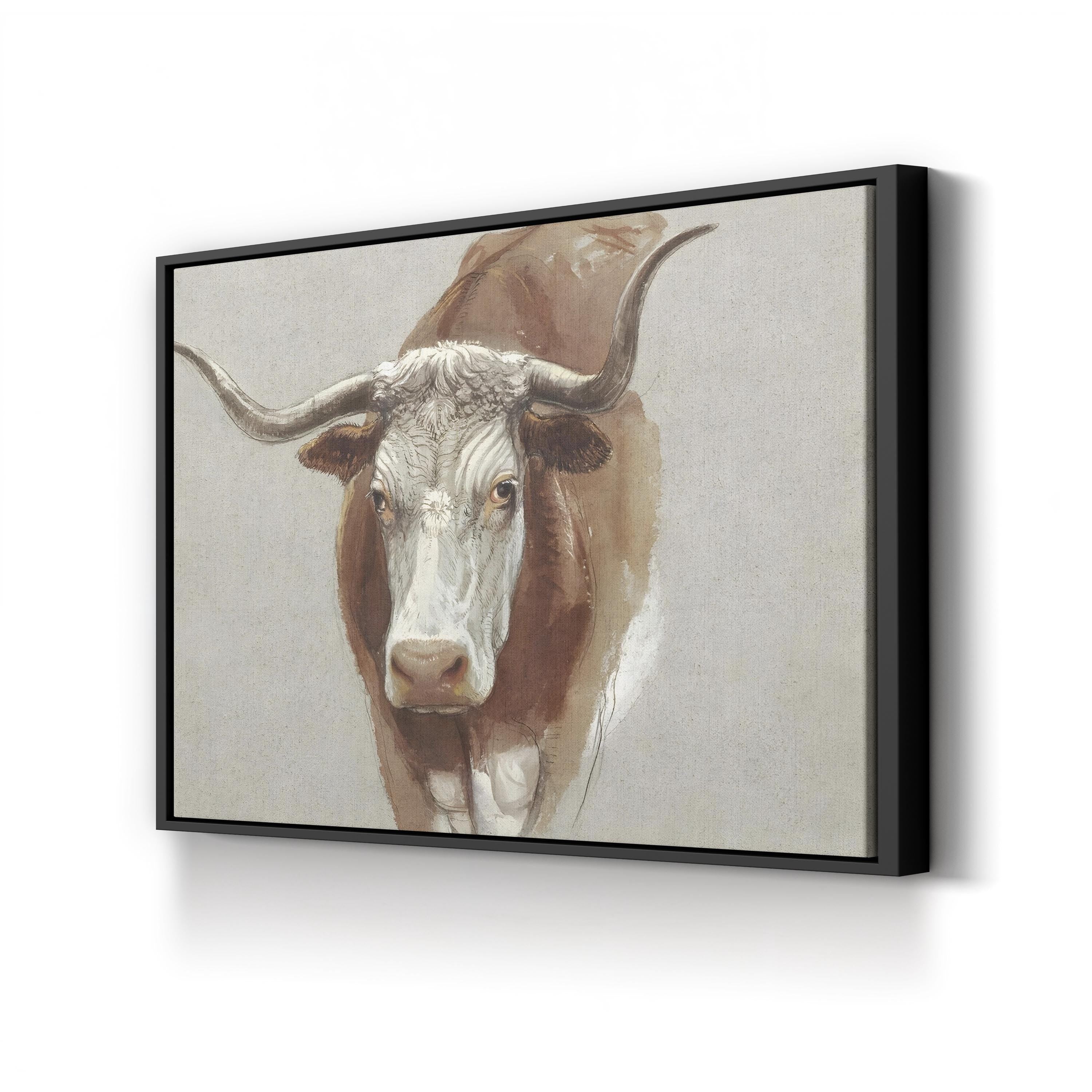 Colman Cow Portrait Study II – Vintage Animal Portrait Wall Art by Samuel Colman