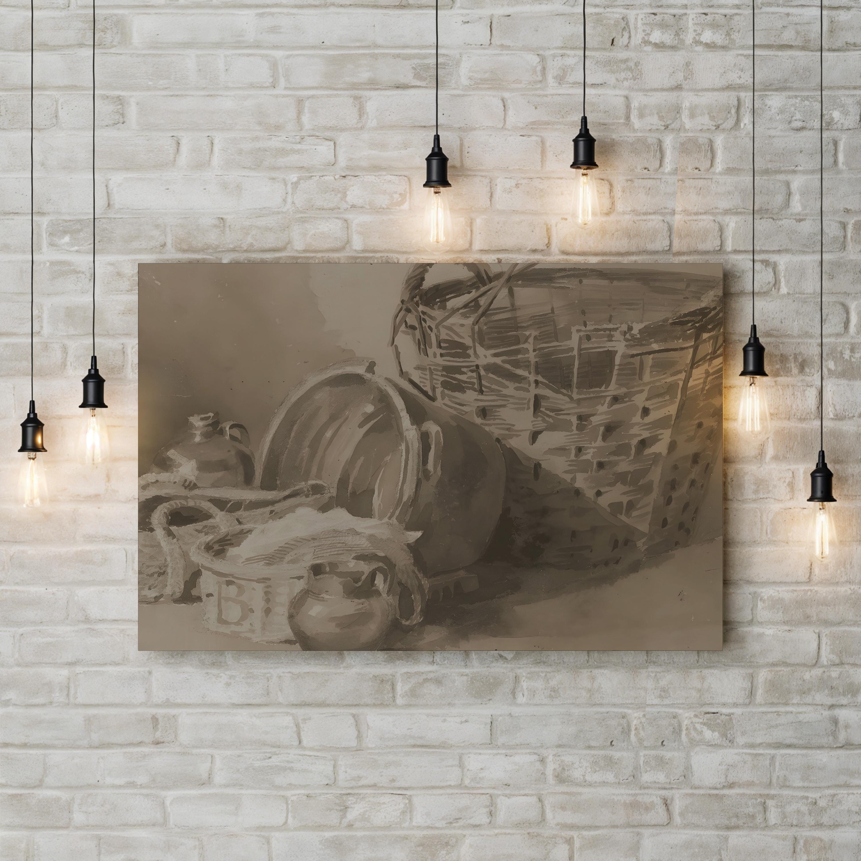 Dewint’s Basket Still Life II Wall Art – Classical Rustic Still Life by Peter de Wint