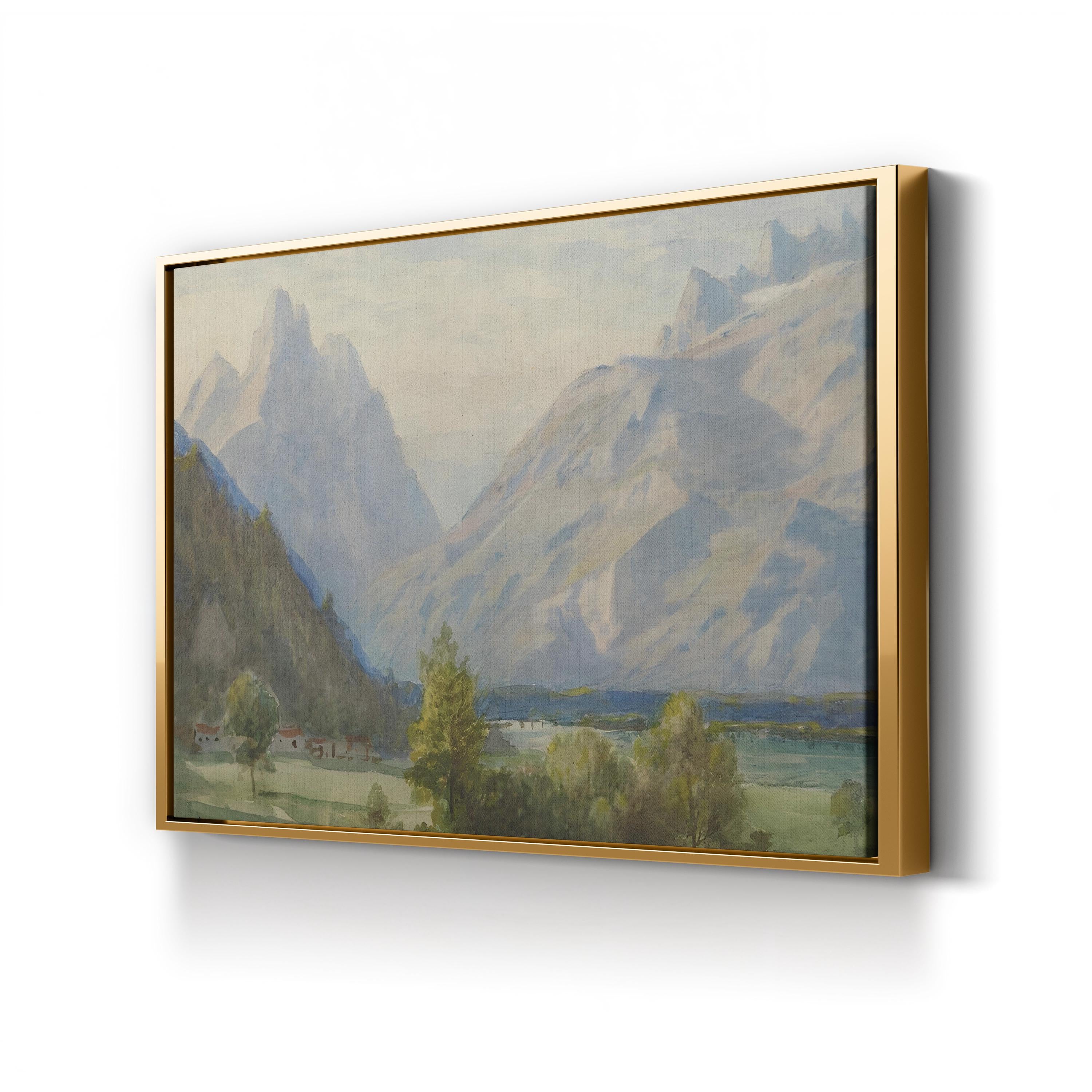 Vintage Mountain View – Period Illustration Wall Art | Watercolor Landscape Canvas Print