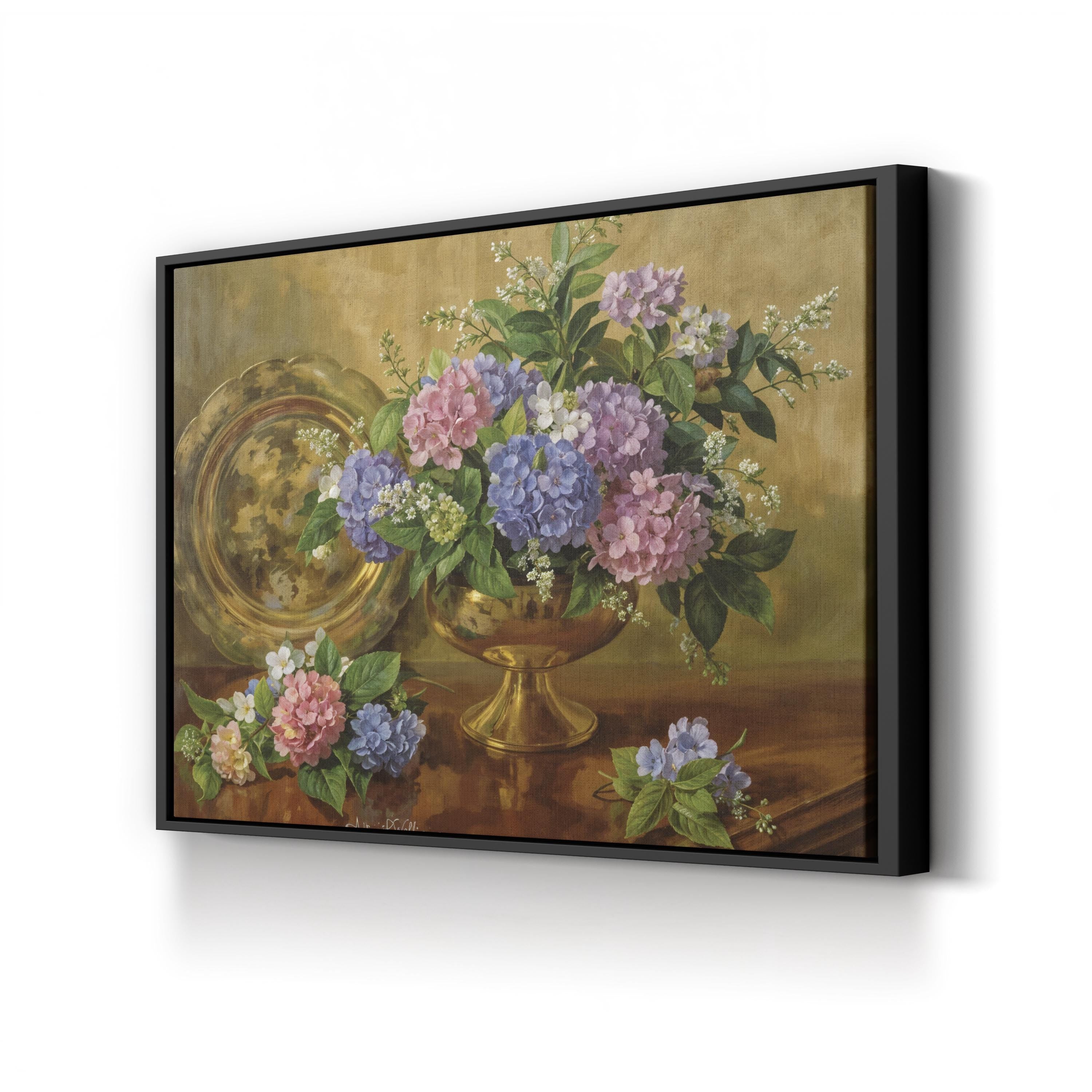 Floral Hydrangeas and Lilacs Still Life I Canvas Wall Art by Albert Williams