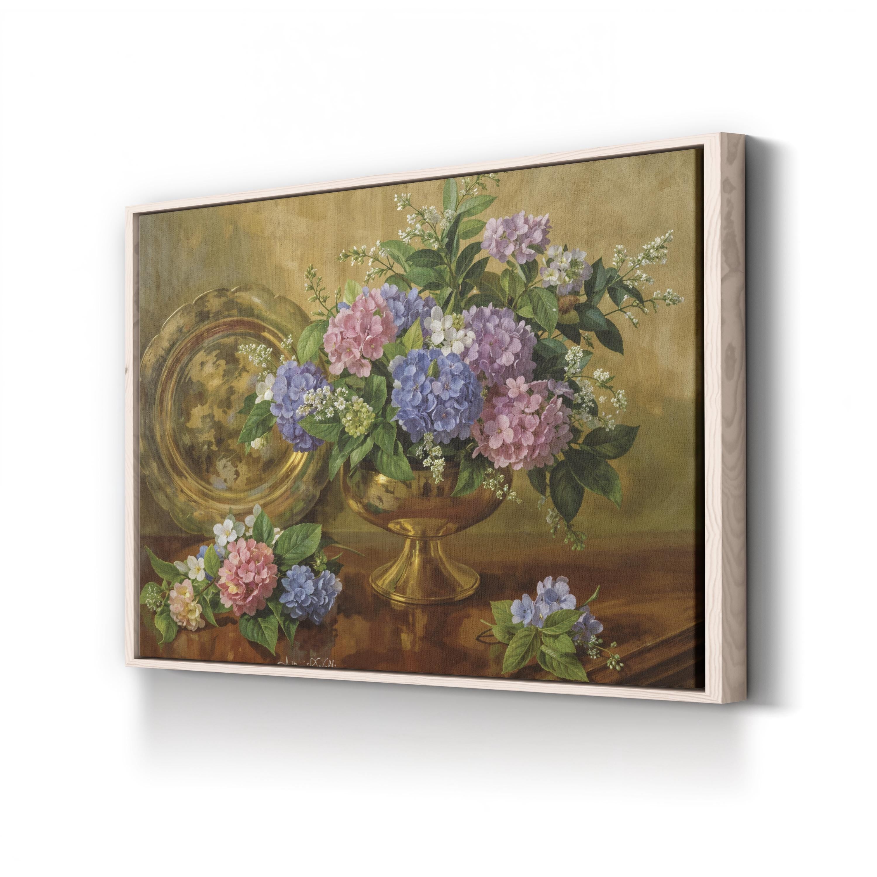 Floral Hydrangeas and Lilacs Still Life I Canvas Wall Art by Albert Williams