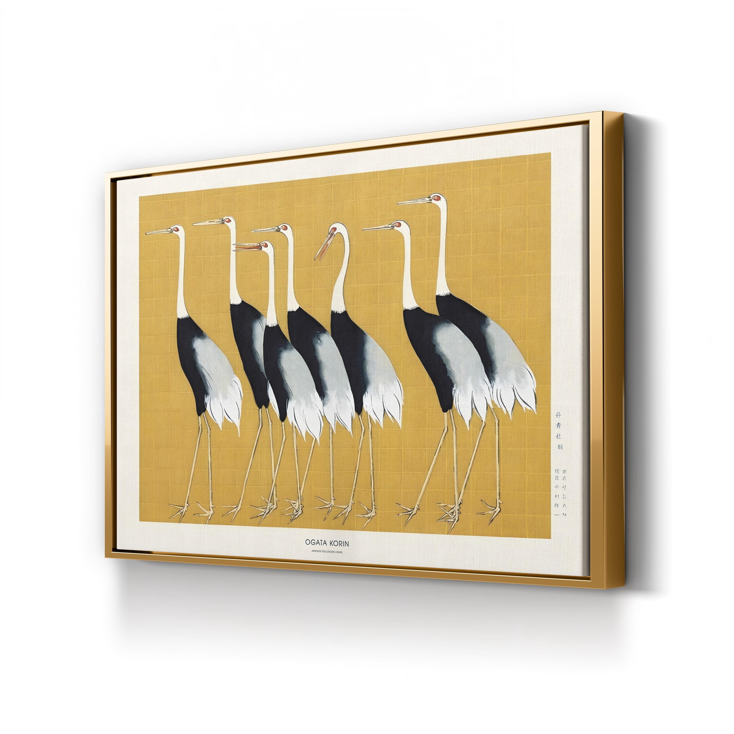 Japanese Red Crown Cranes by Ogata Kōrin – Edo Period Japanese Wildlife Screen Art Wall Decor