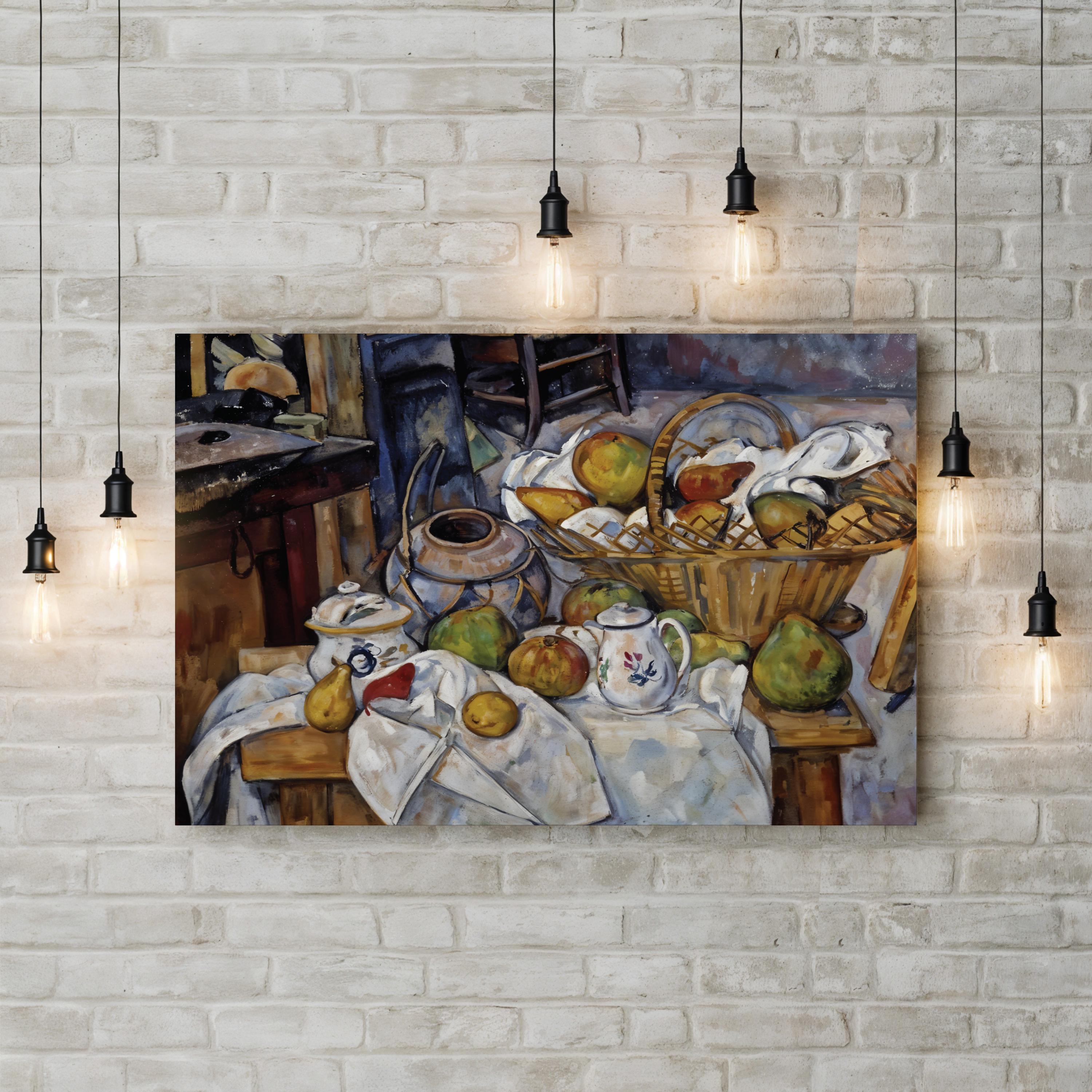 Still Life with Basket by Paul Cézanne canvas print, standard bare canvas