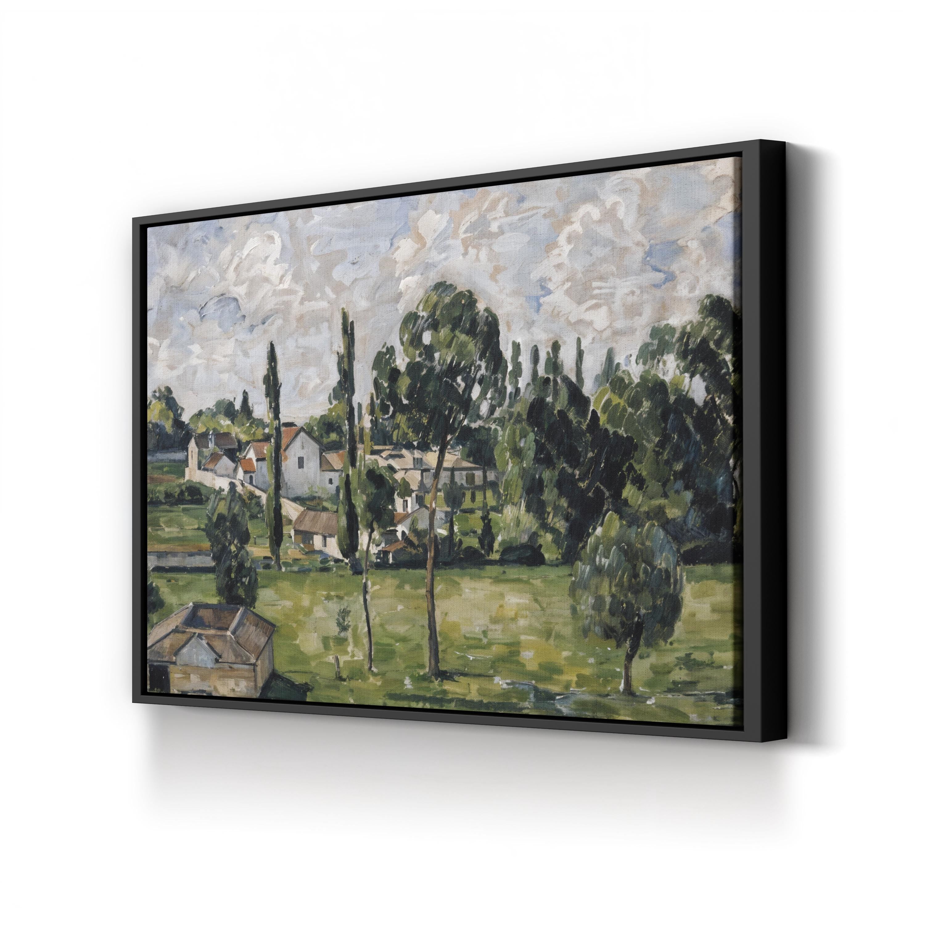 Village by the Waterline canvas print in Black Framed Canvas