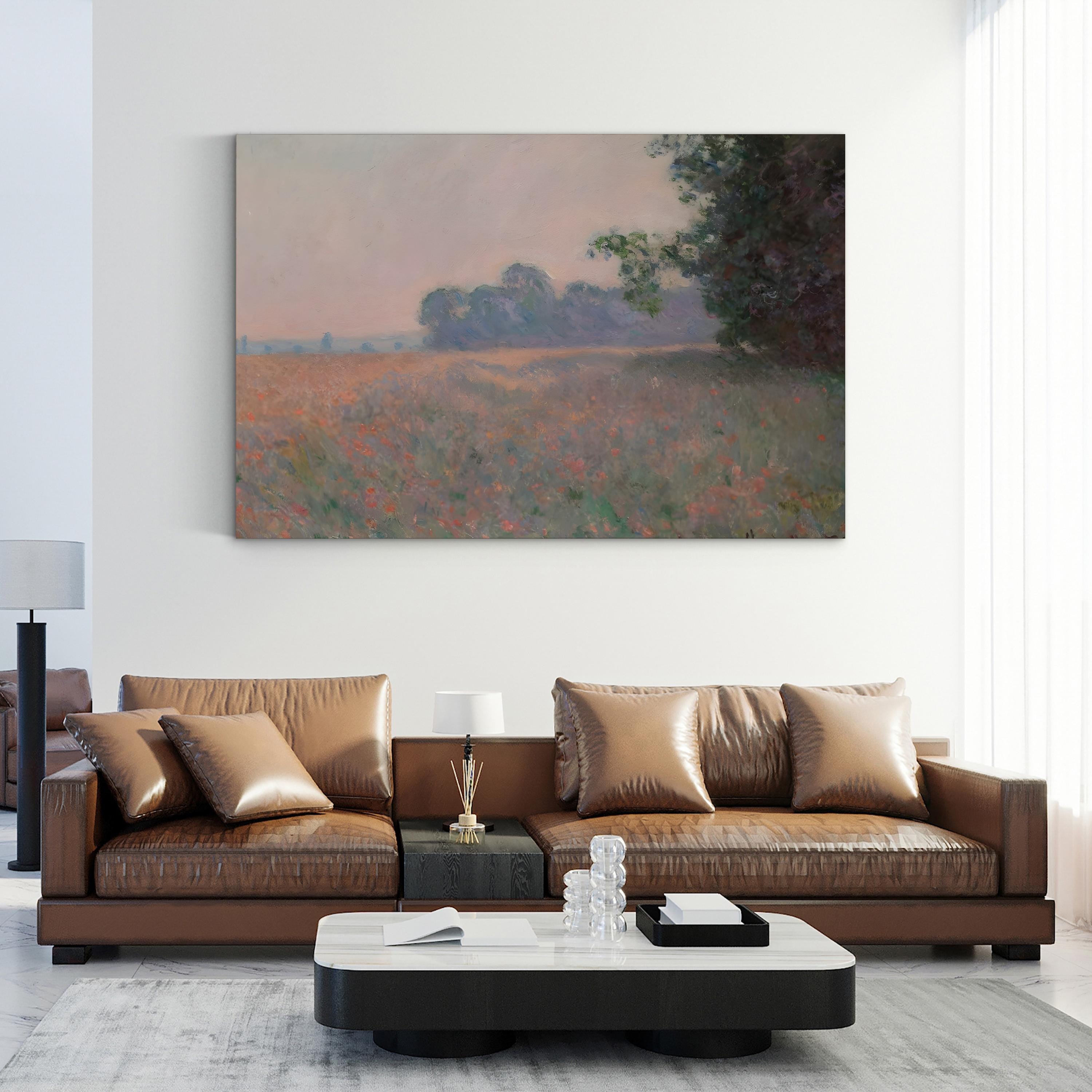 Oat Field with Poppies, 1890 – Impressionist Landscape Wall Art by Claude Monet
