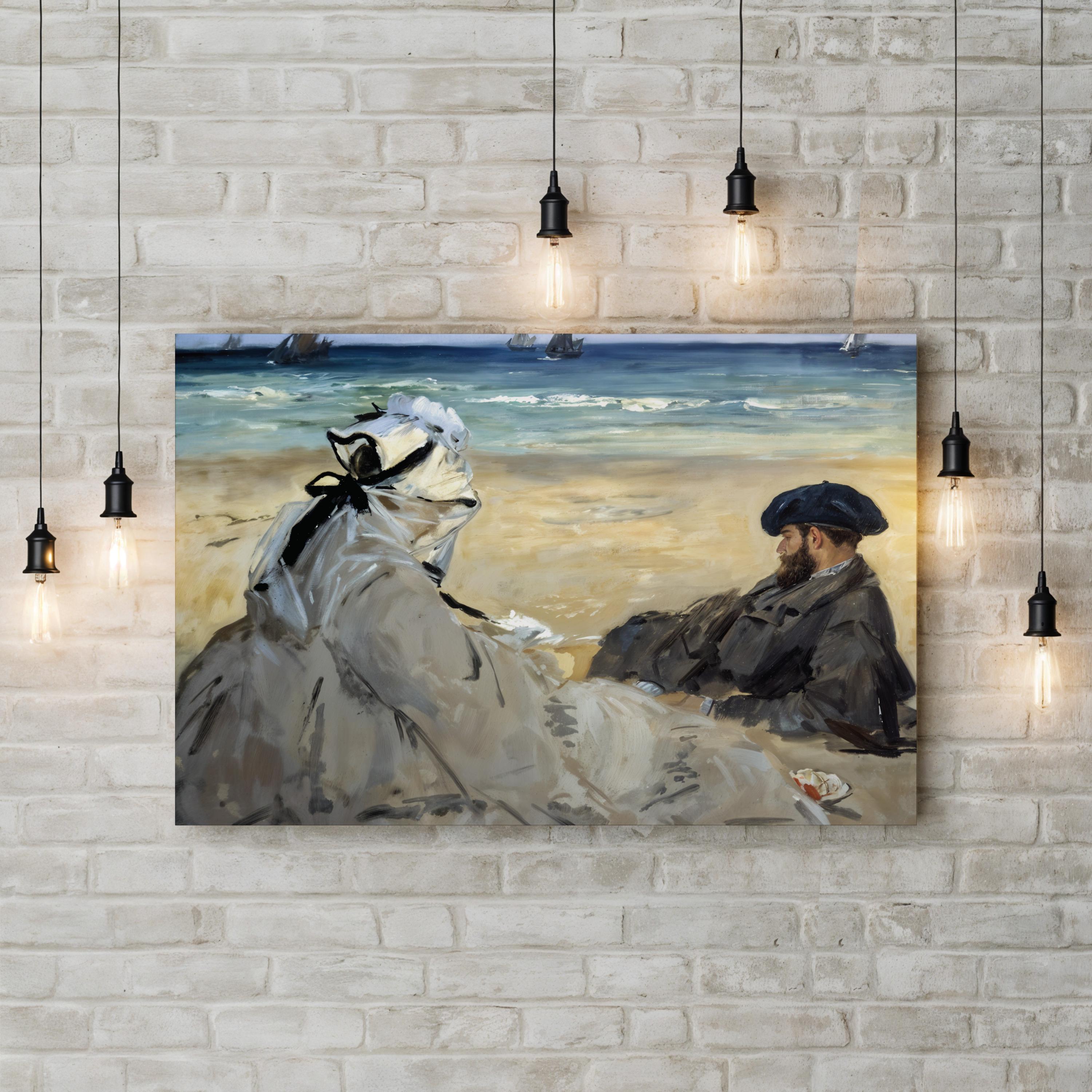 Tranquil Seaside Dunes – Period Illustration Wall Art | Vintage Coastal Canvas Print