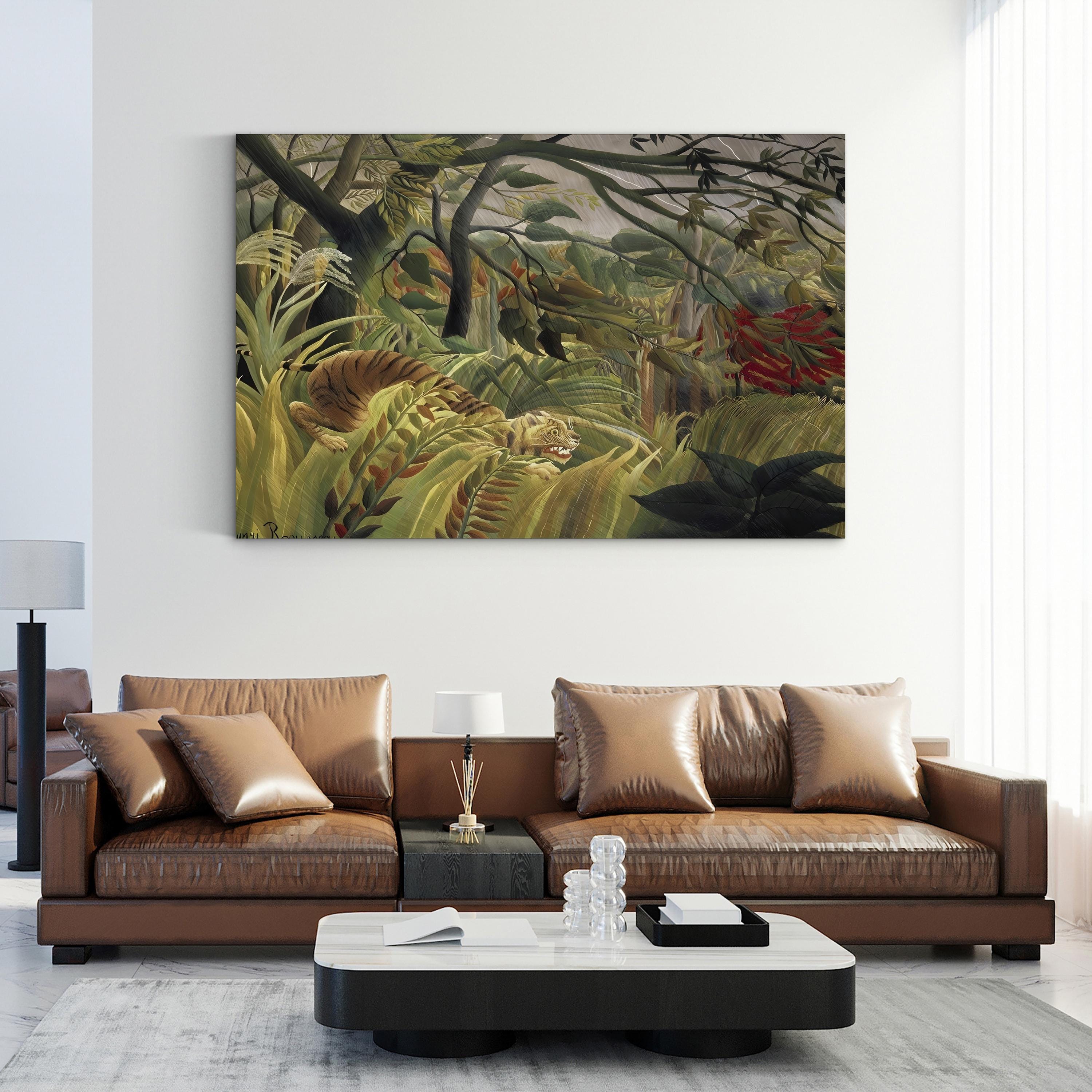 Rousseau’s Jungle V Wall Art by Henri Rousseau – Tropical Naïve Jungle Wildlife Canvas