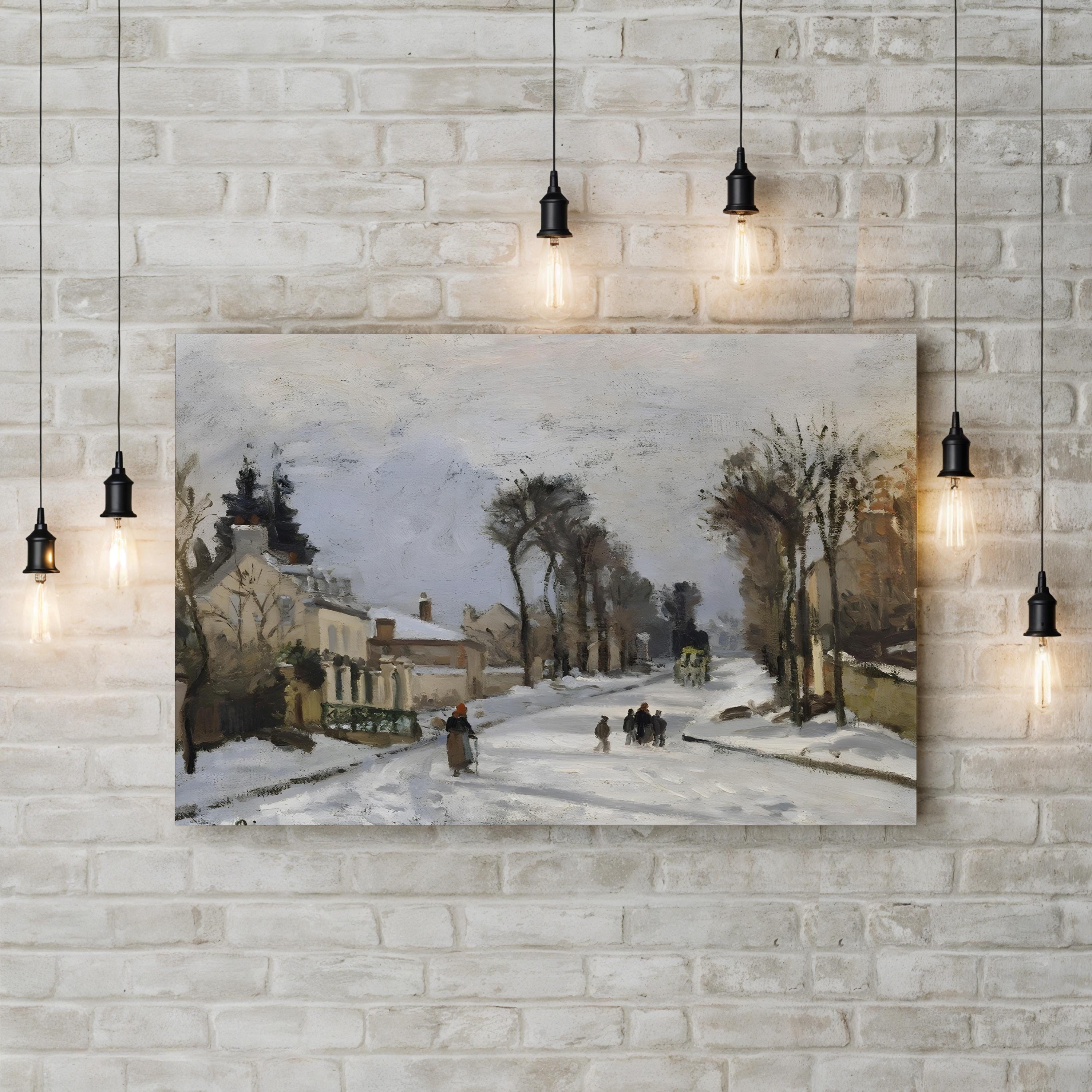 Route to Versailles, Louveciennes (1869) Wall Art by Camille Pissarro – Impressionist French Winter Landscape Canvas Print