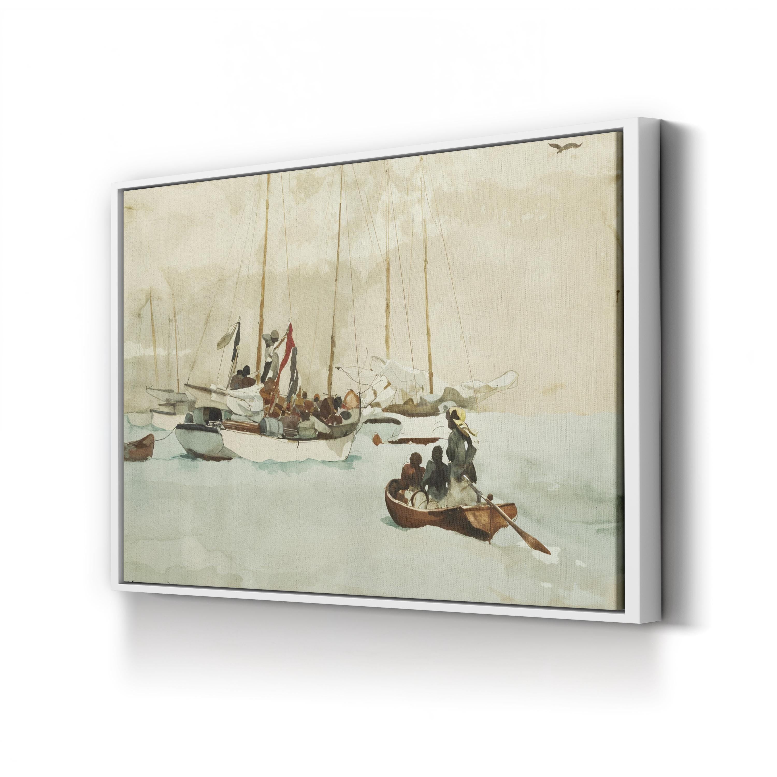 Schooners at Anchor, Key West, 1903 by Winslow Homer | Vintage Nautical Coastal Wall Art