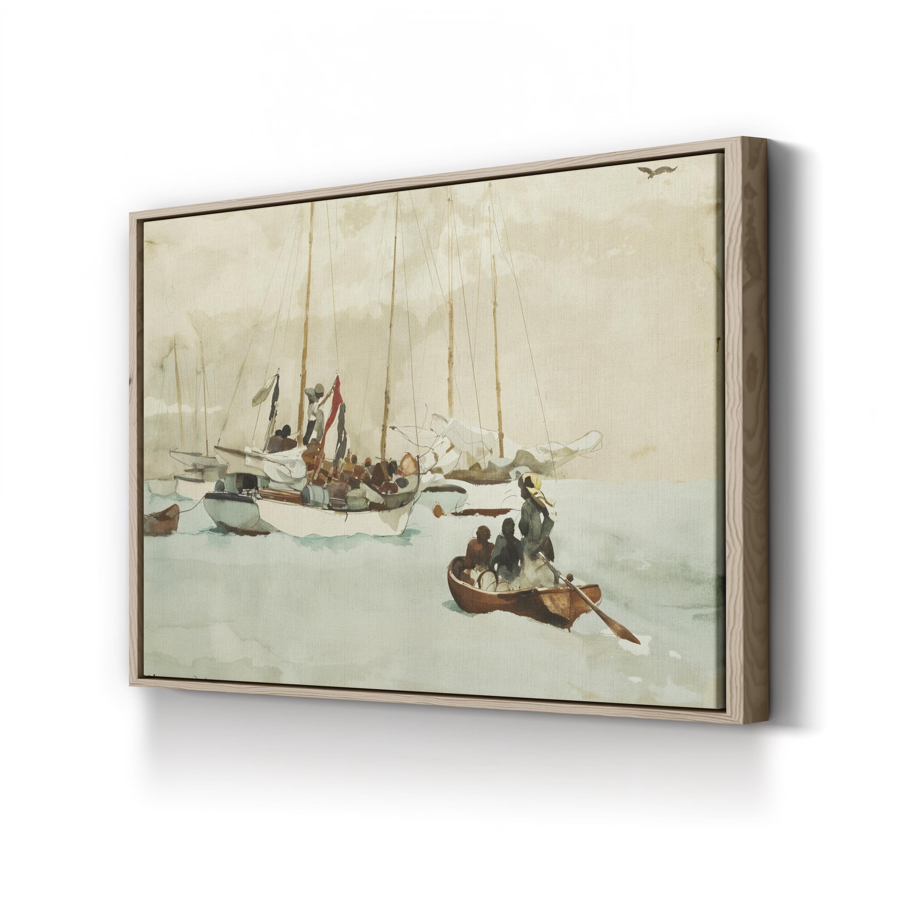 Schooners at Anchor, Key West, 1903 by Winslow Homer | Vintage Nautical Coastal Wall Art