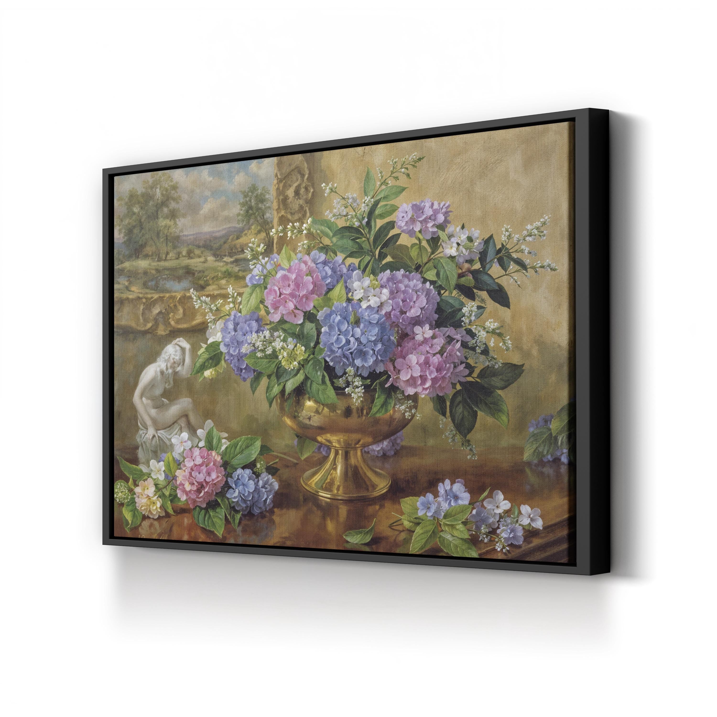 Floral Hydrangeas and Lilacs Still Life II Canvas Wall Art by Albert Williams