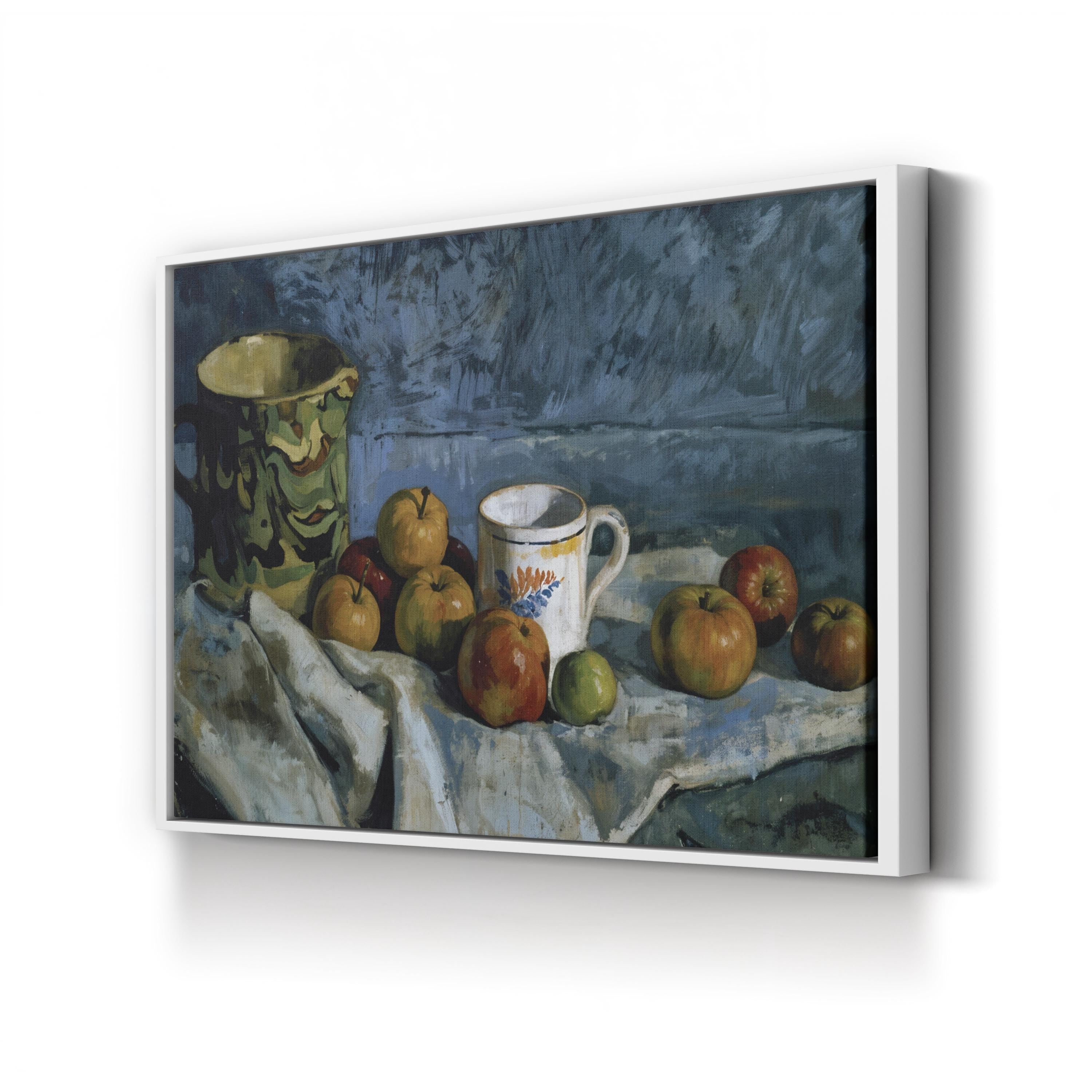 Still Life With Apples, Cup, And Pitcher Wall Art by Paul Cezanne – Classical Post-Impressionist Still Life Canvas