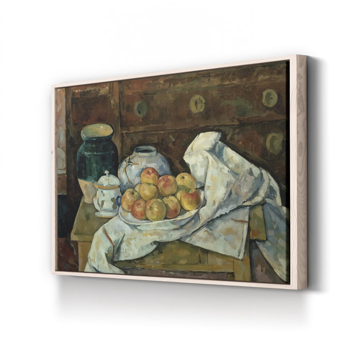 Still Life with Commode by Paul Cézanne canvas print in natural wood frame