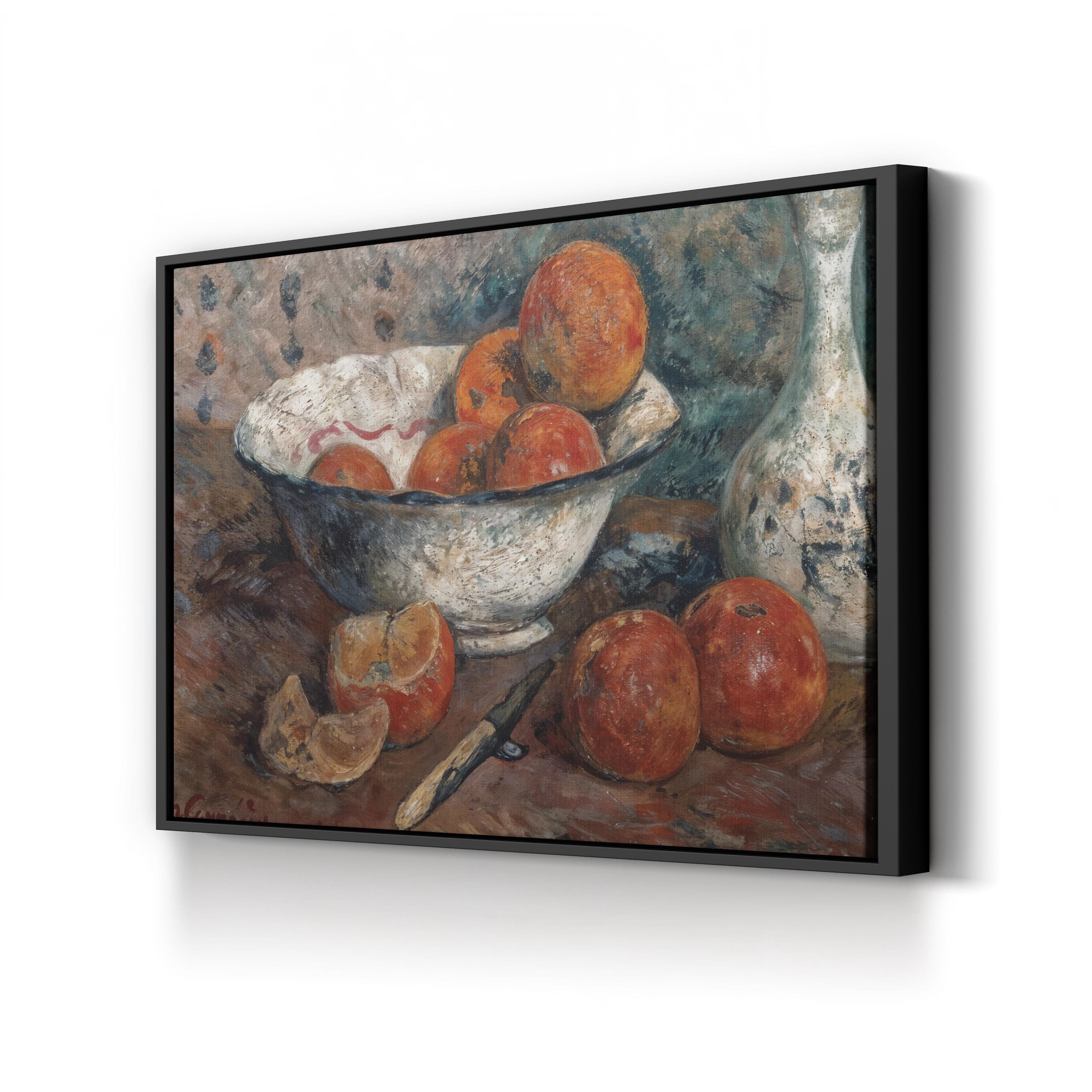 Still Life with Oranges by Paul Gauguin canvas print in Black frame