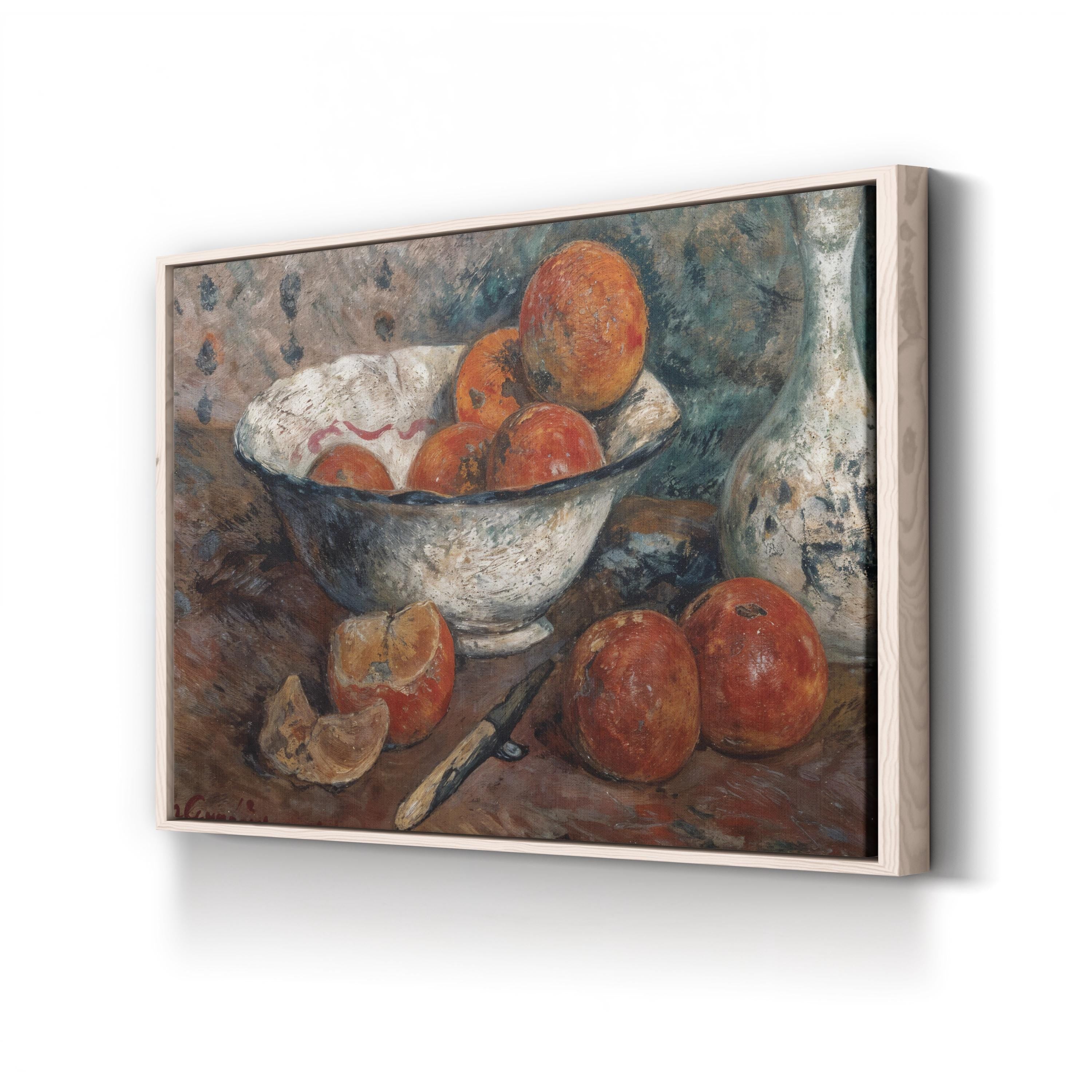 Still Life with Oranges by Paul Gauguin canvas print in Natural frame