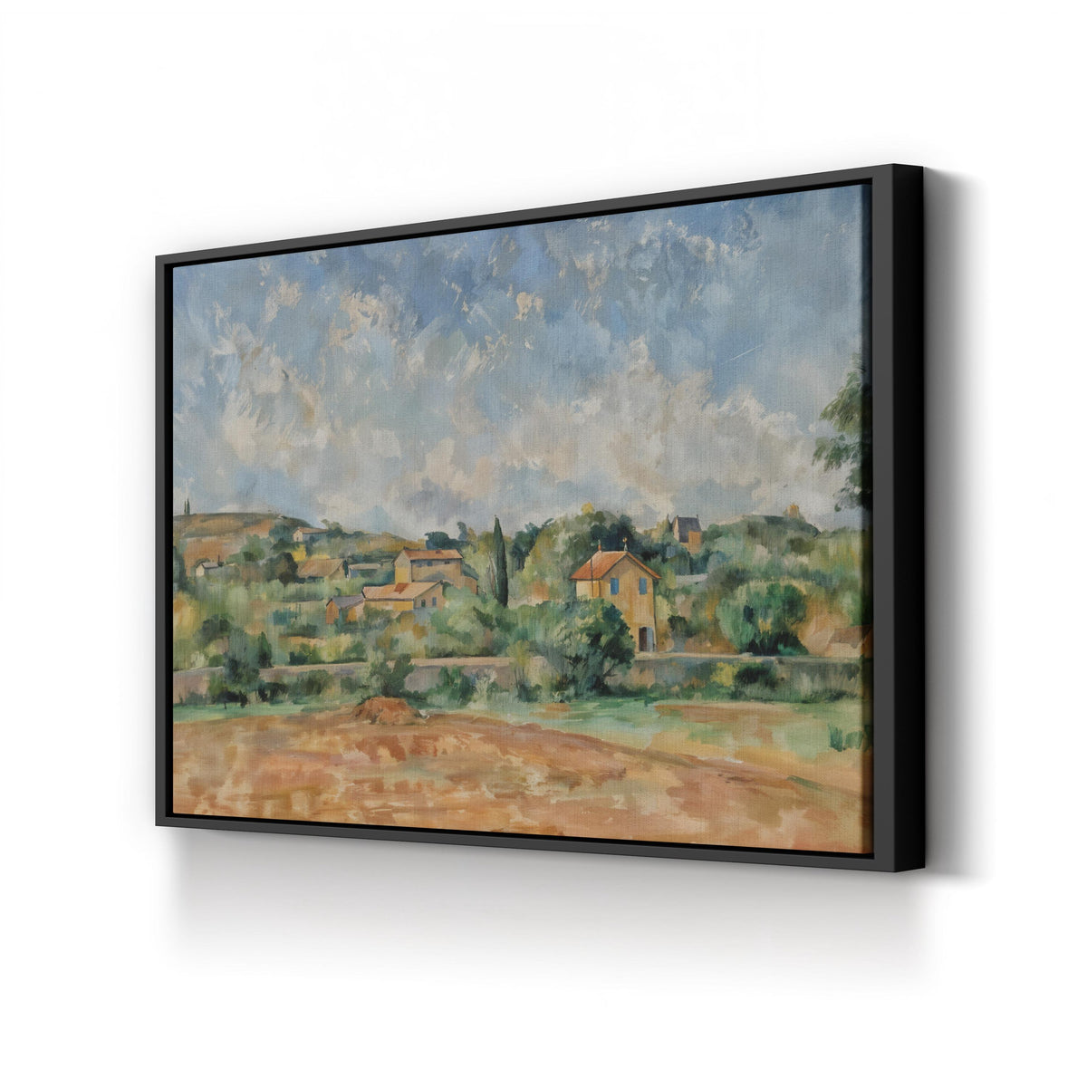The Bellevue Plain (The Red Earth) by Paul Cézanne canvas print in black frame