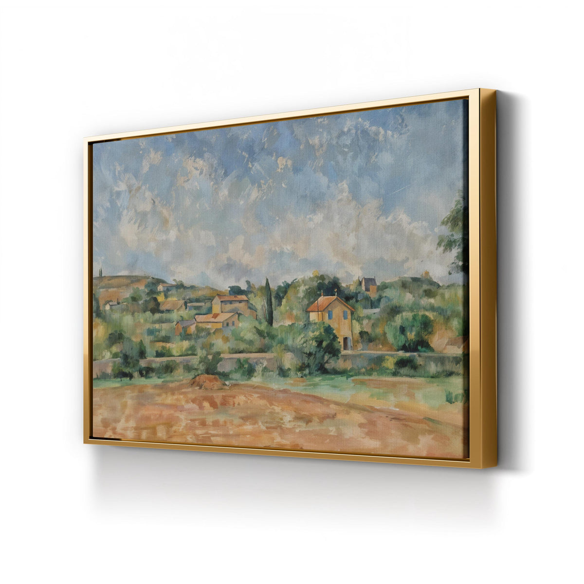 The Bellevue Plain (The Red Earth) by Paul Cézanne canvas print in gold frame