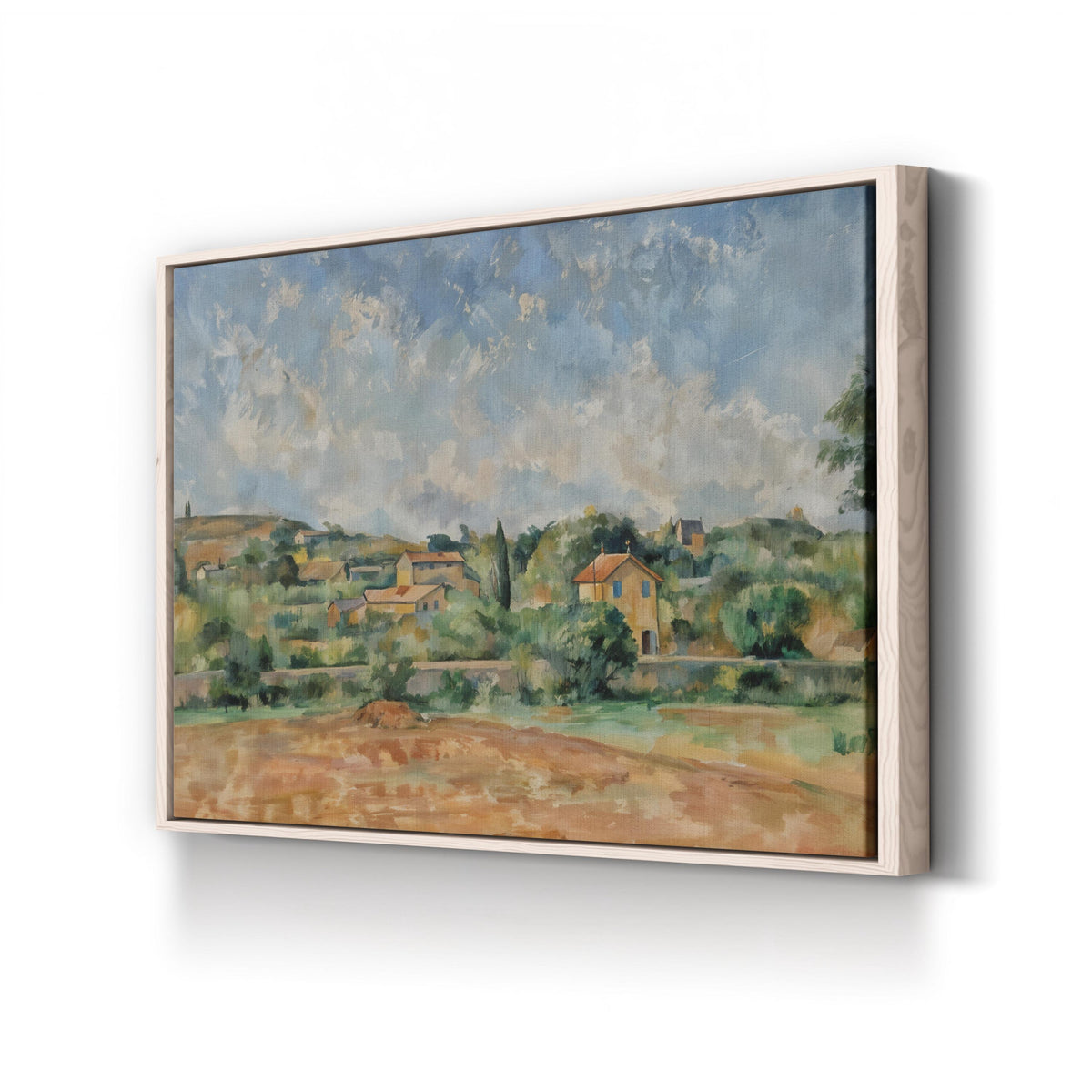 The Bellevue Plain (The Red Earth) by Paul Cézanne canvas print in natural wood frame