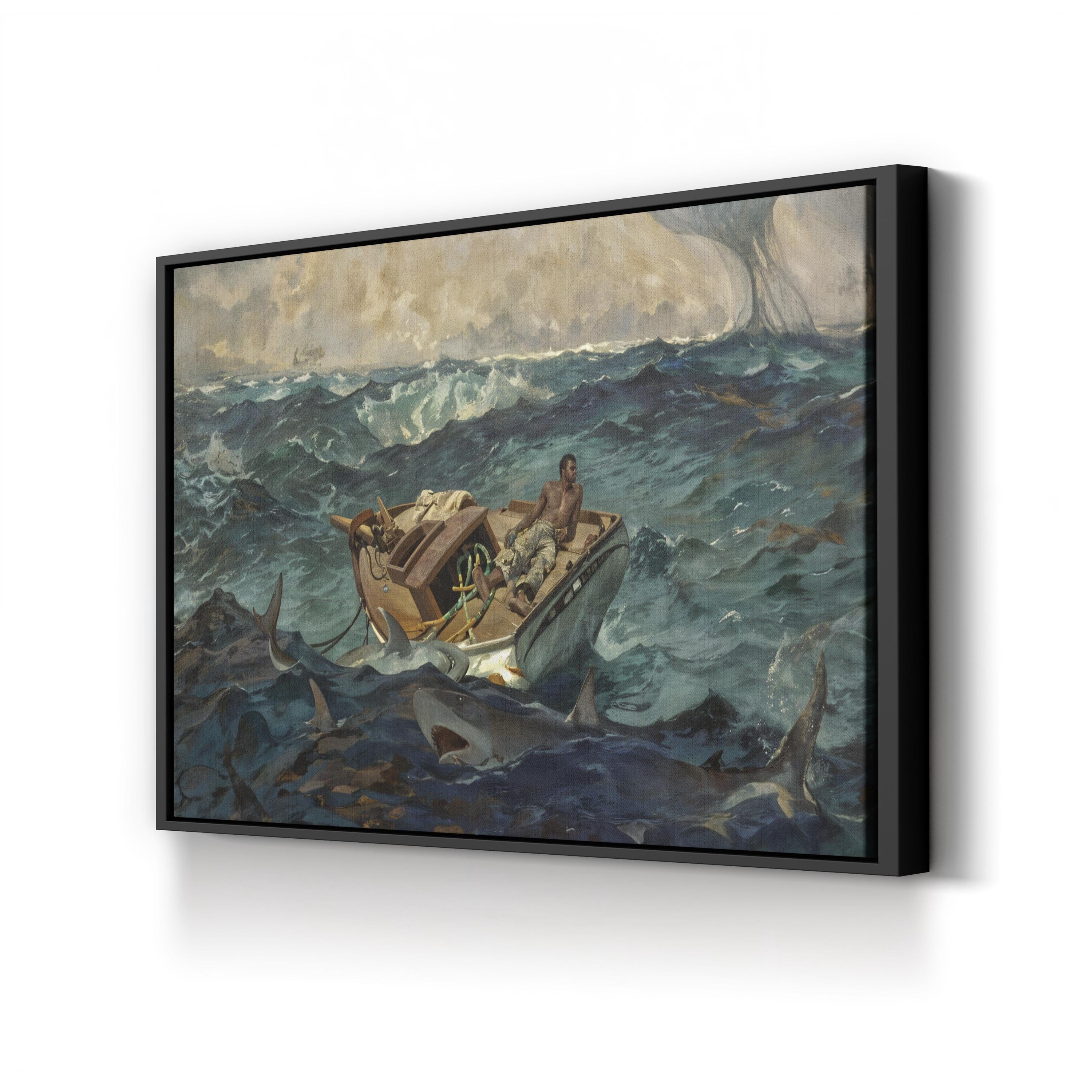 The Gulf Stream, c. 1899 by Winslow Homer canvas print in black frame