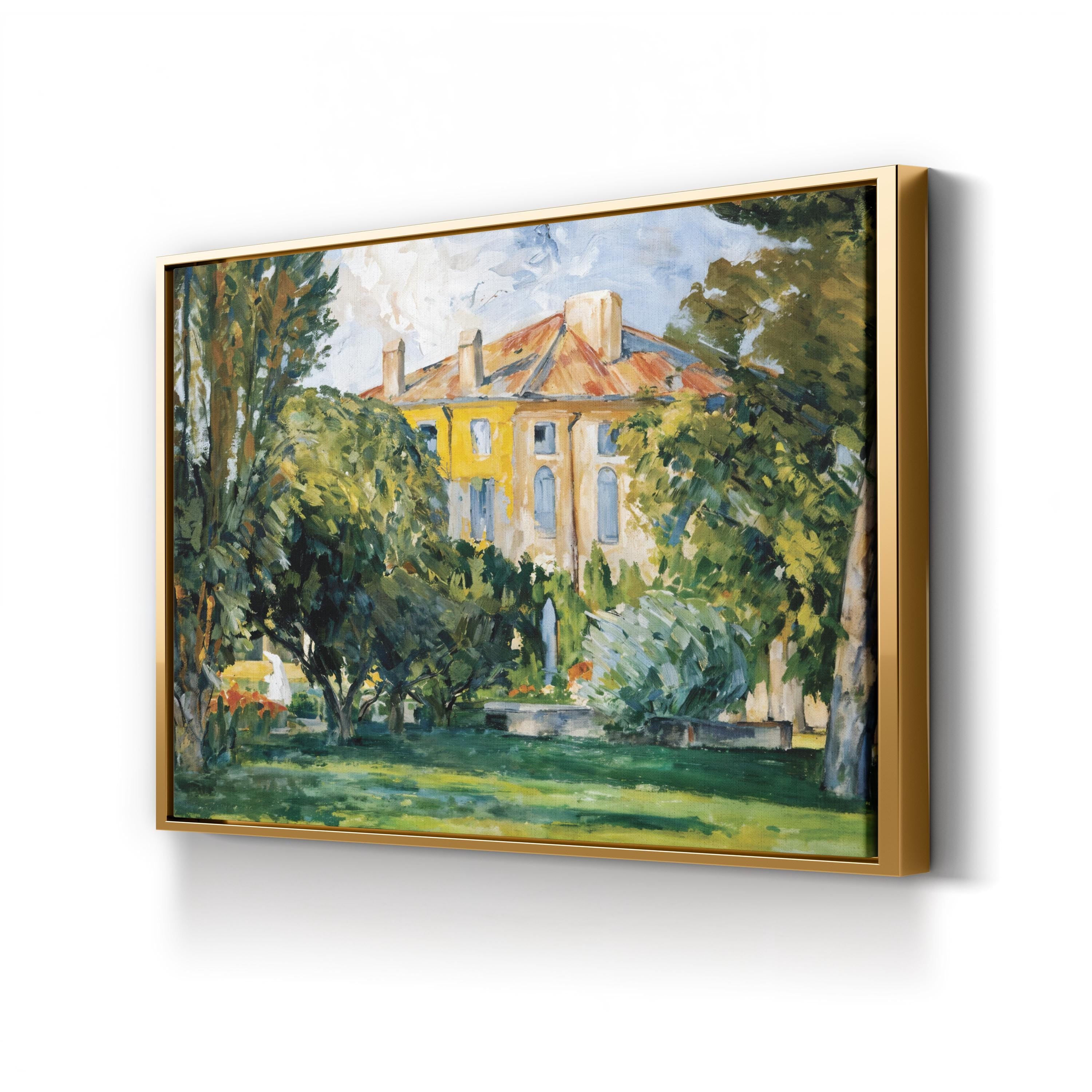 The House at Jas de Bouffan by Paul Cézanne canvas print in gold frame