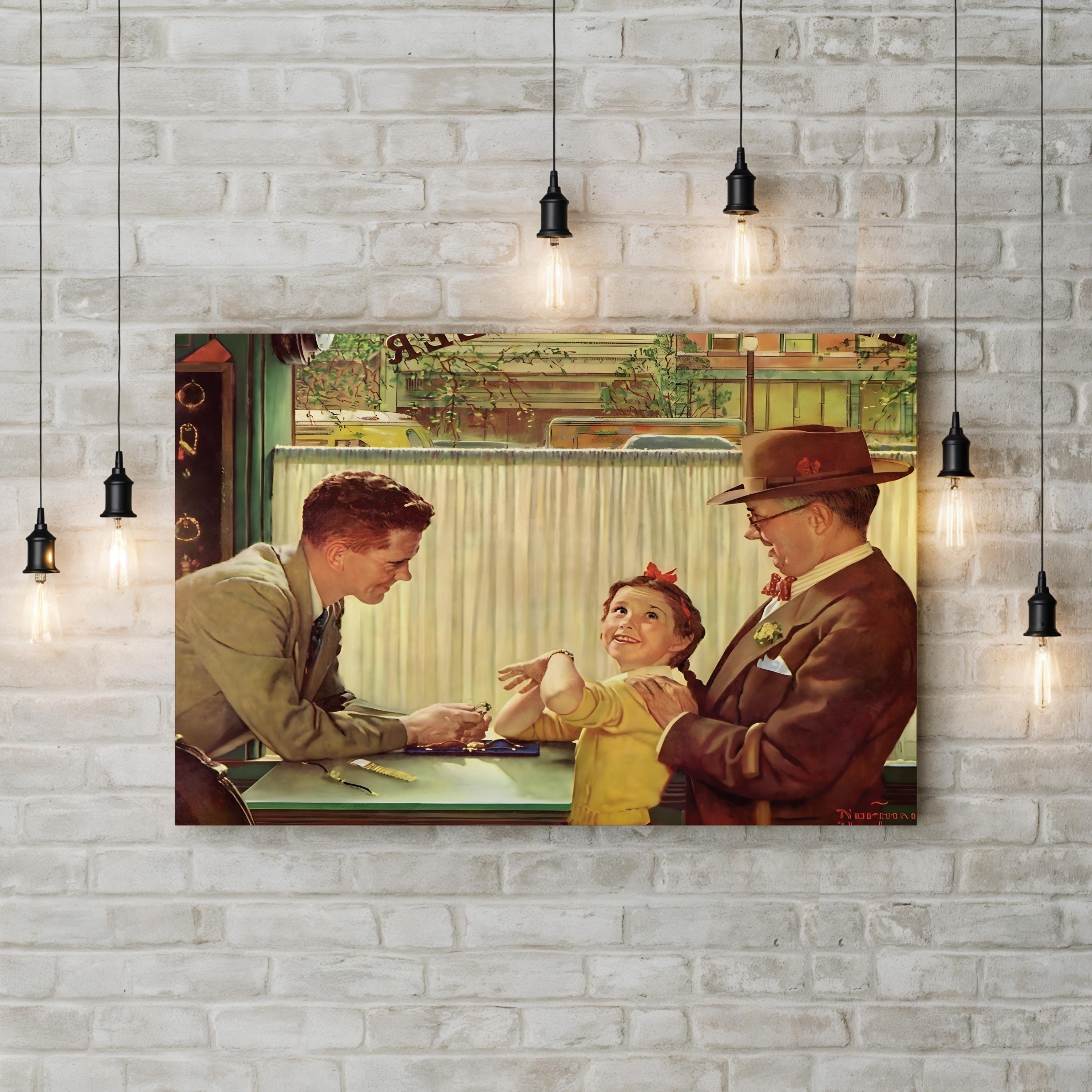 Vintage Jewelry Shop Interior – Period Illustration Wall Art | Neutral Decor Canvas Print
