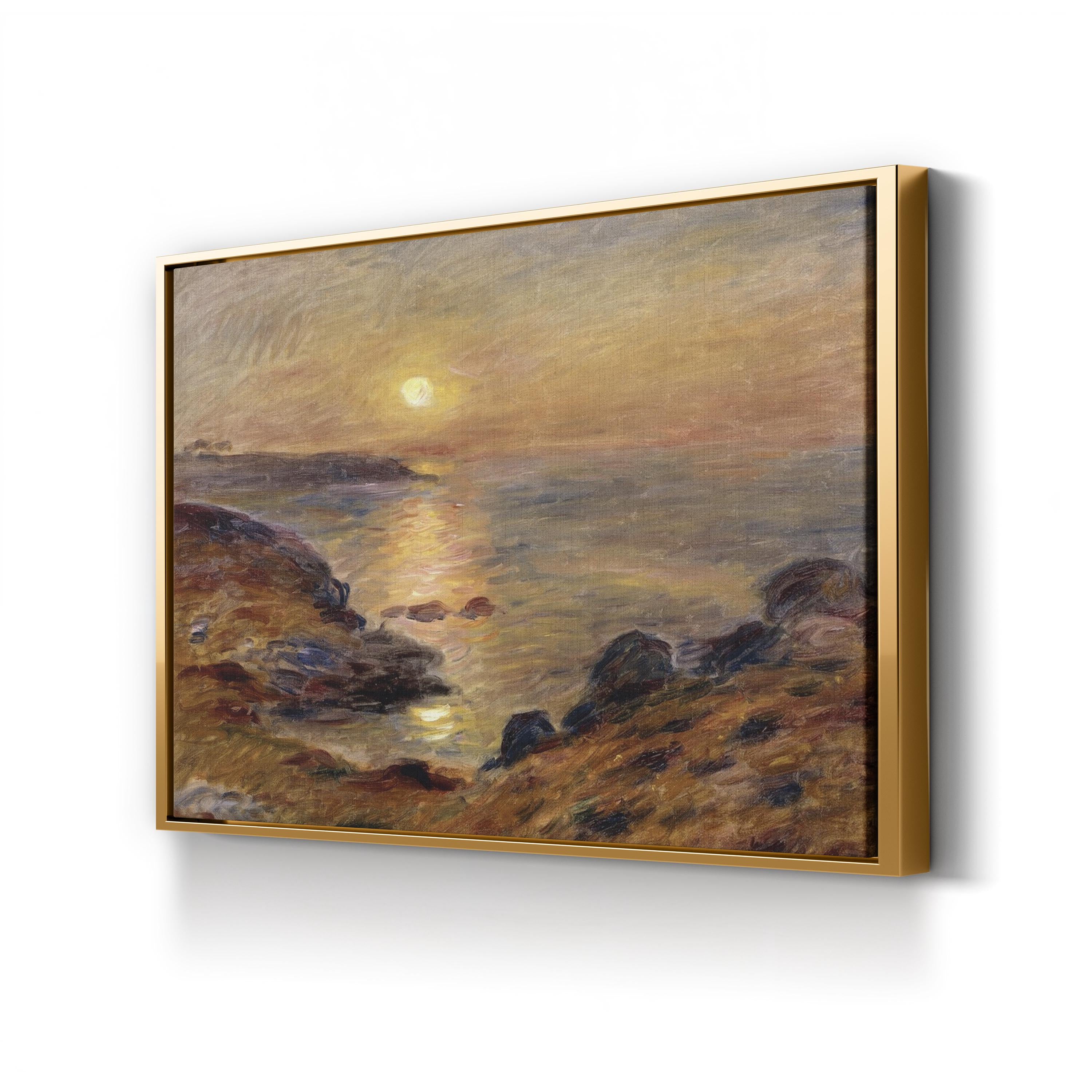 The Setting of the Sun at Douarnenez in France Wall Art | Sunset Over Sea Canvas Print