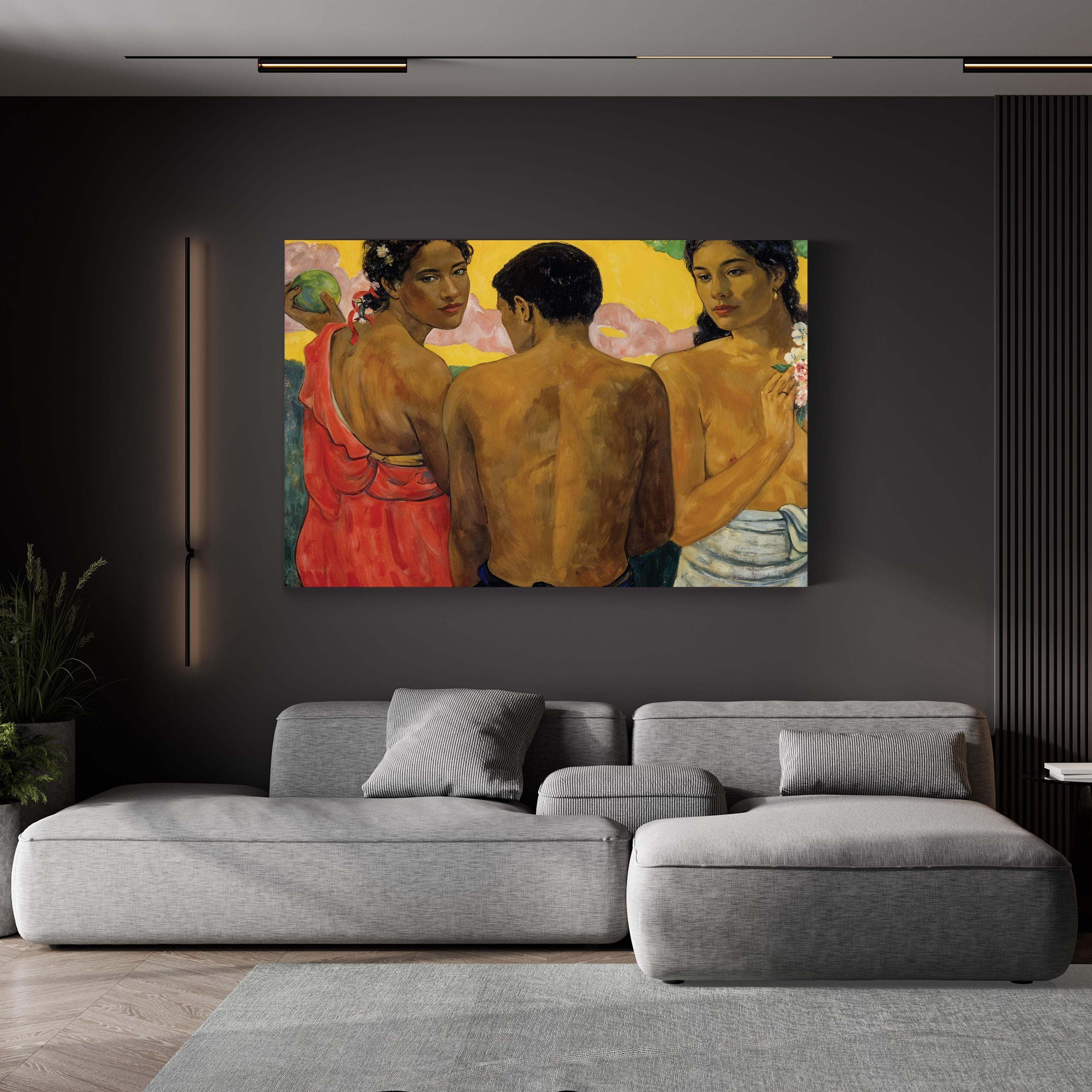 Three Tahitians Vintage Canvas Print – Paul Gauguin Tropical Island Wall Art