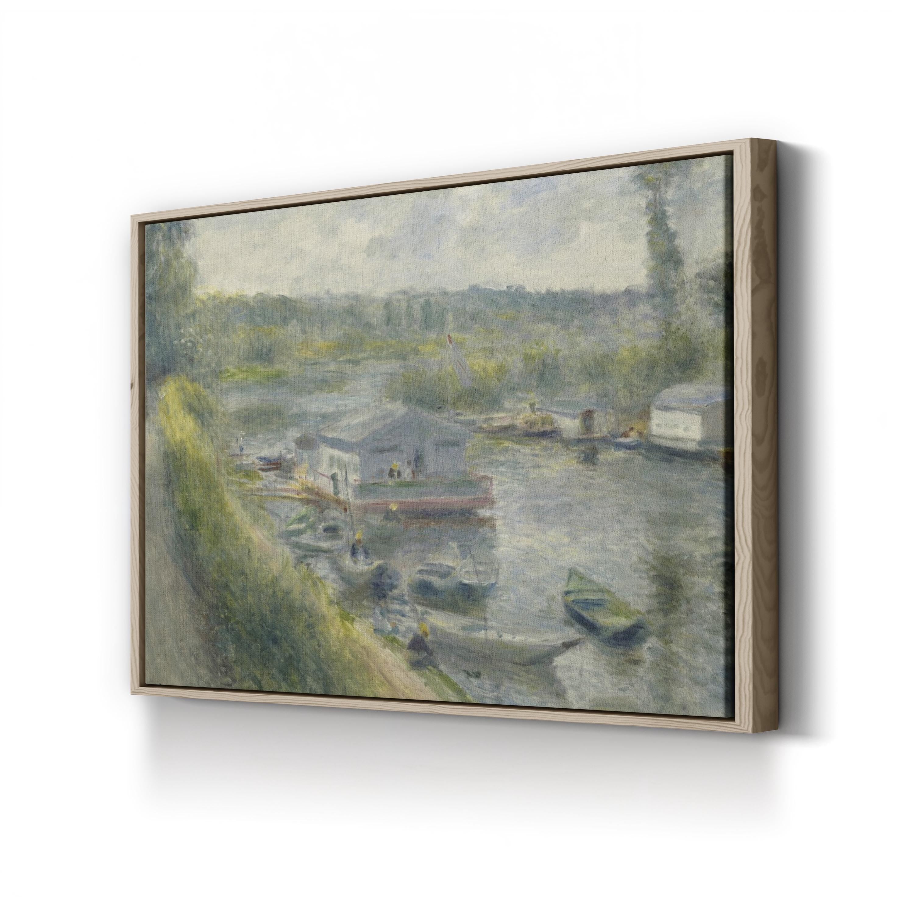 Wash-House Boat at Bas-Meudon by Pierre-Auguste Renoir canvas print in Oak frame